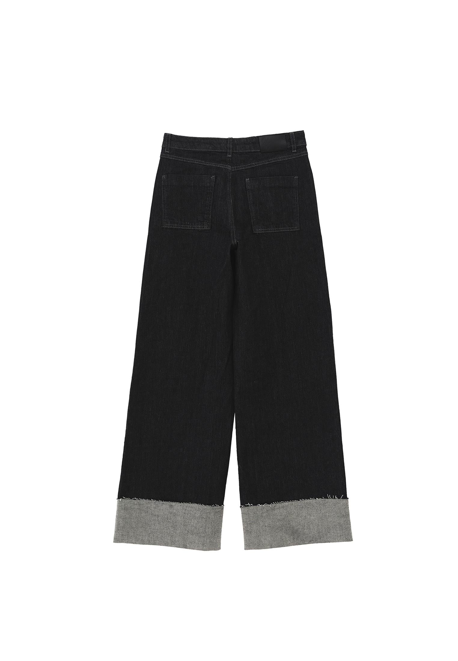 Ultra High Waist Wide Leg Pocket Detailed Pants - RAW DENIM