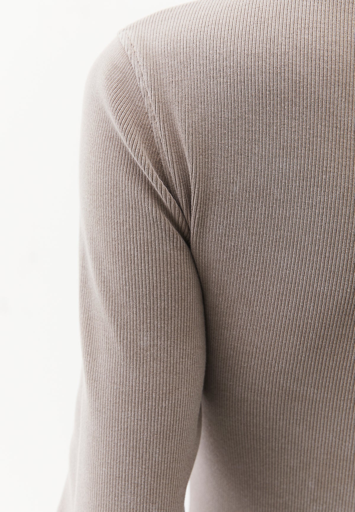 Crew Neck Long Sleeve Bodycon T-Shirt - ROASTED CASHEW