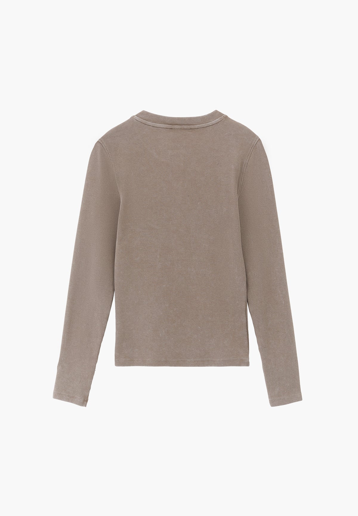 Crew Neck Long Sleeve Bodycon T-Shirt - ROASTED CASHEW