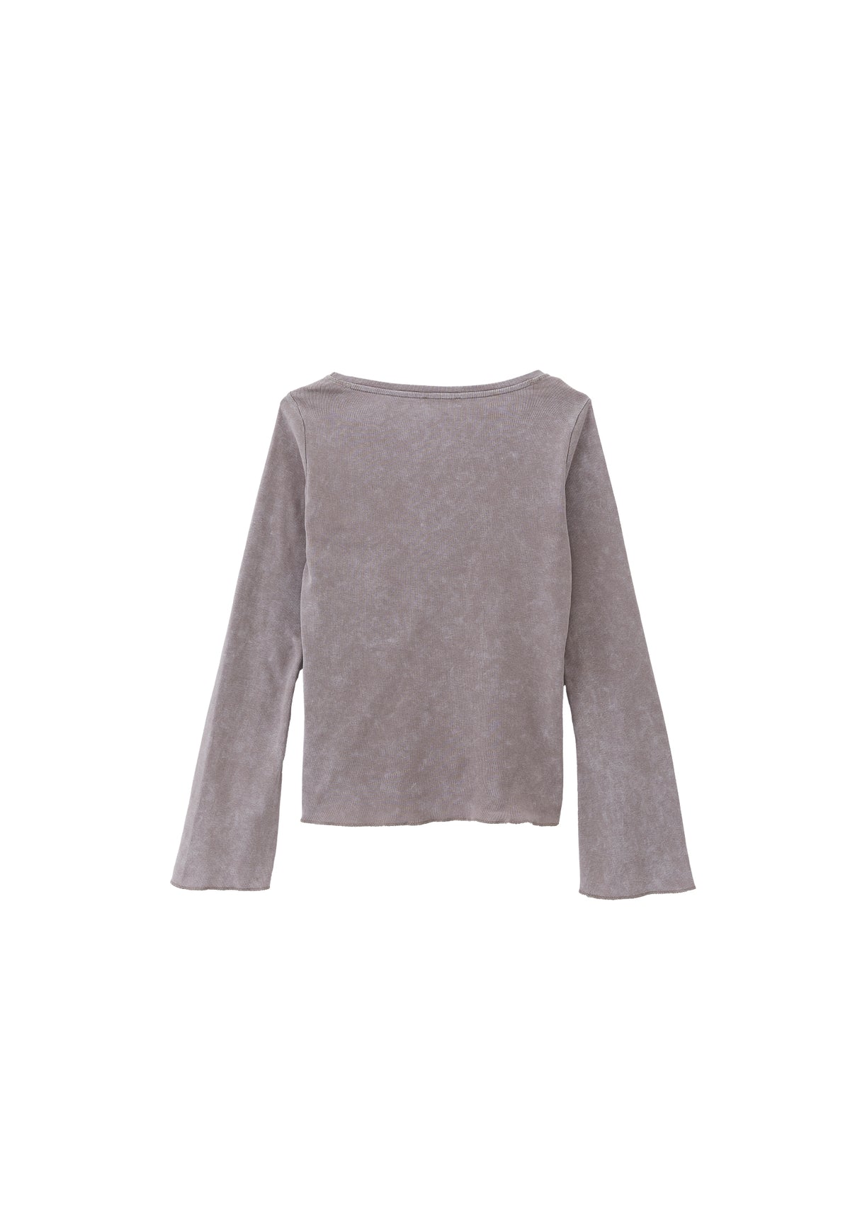 Boat Neck Long Sleeve Flare Sleeve Tee - ROCK RIDGE