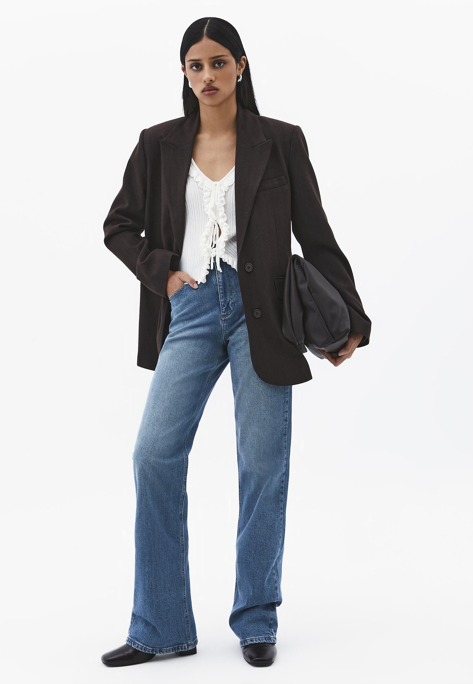 Ultra High Waist Five Pocket Straight Leg Pants - RODEO BLUE DENIM