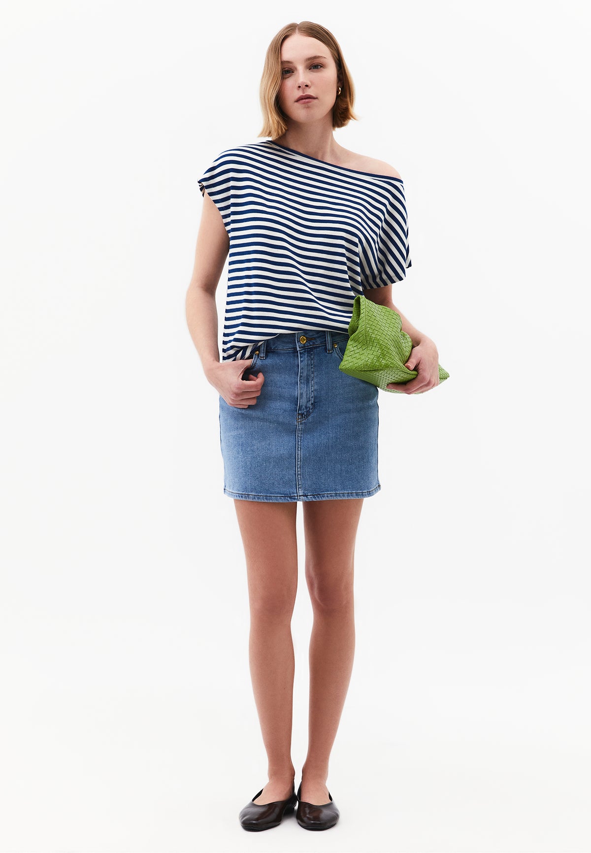 High Waist Embroidered Short Skirt - RODEO BLUE DENIM