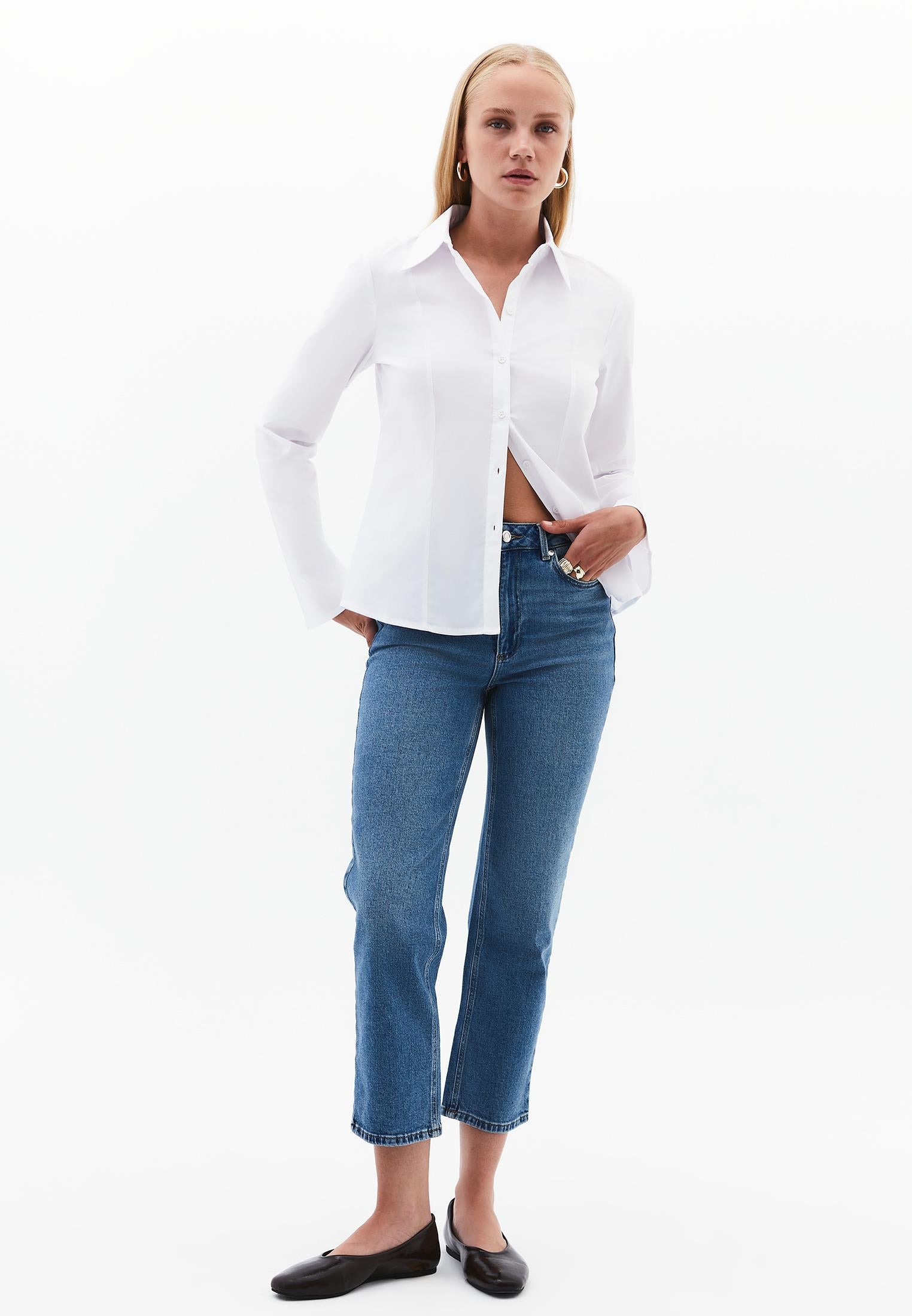High Waist Straight Leg Pants - RODEO BLUE DENIM