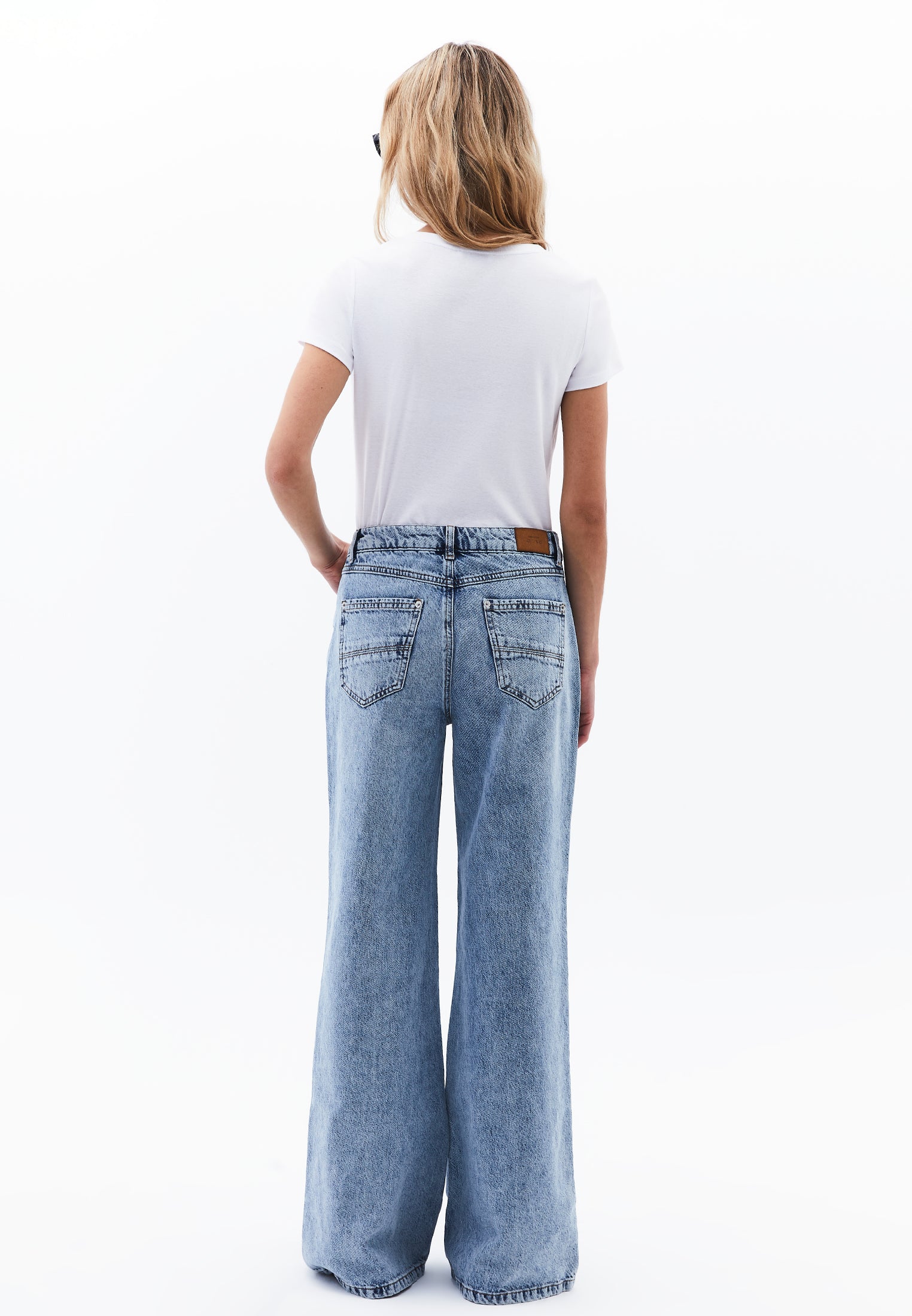 High Waist Wide Leg Denim Pants - RODEO BLUE DENIM