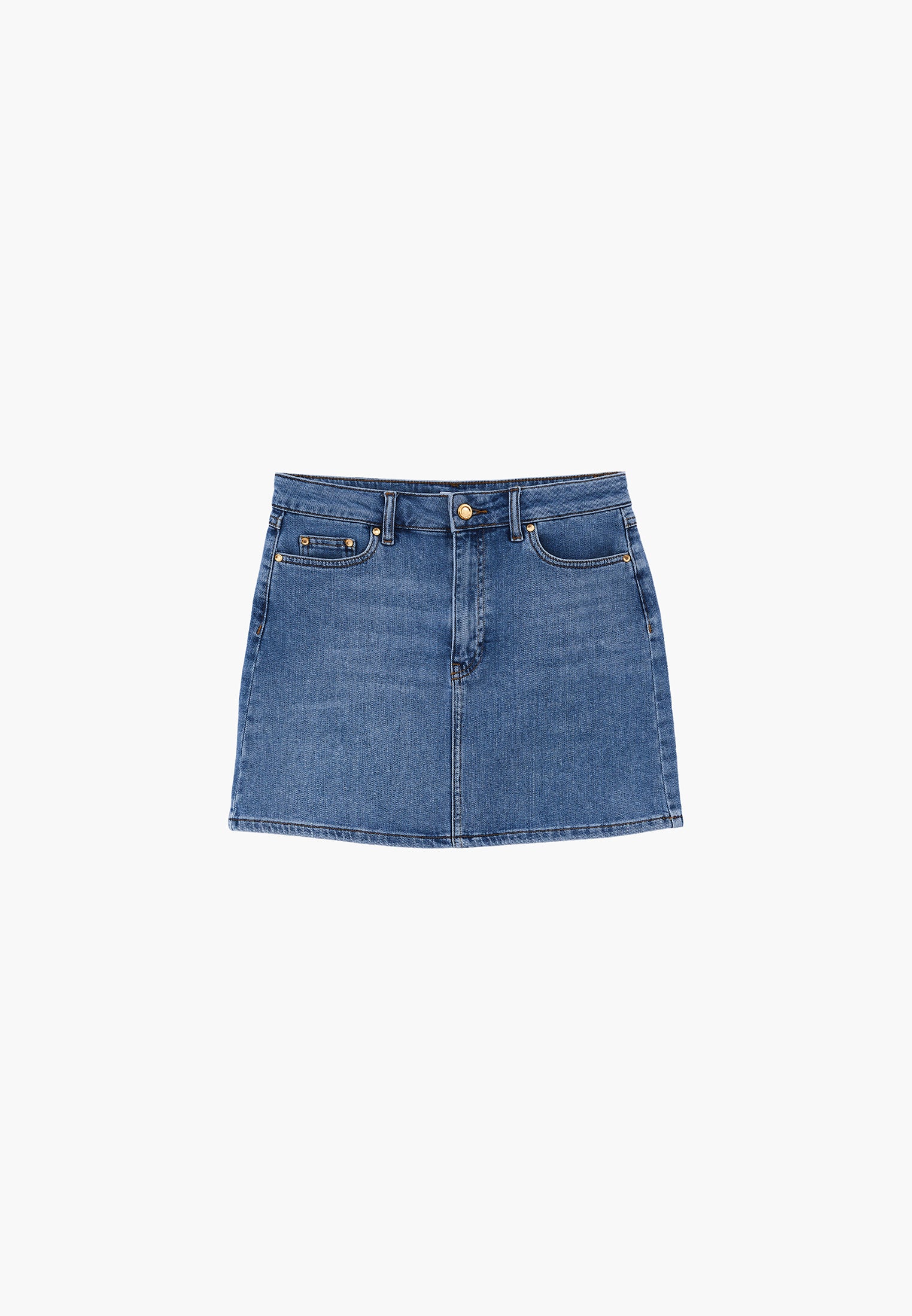 High Waist Embroidered Short Skirt - RODEO BLUE DENIM