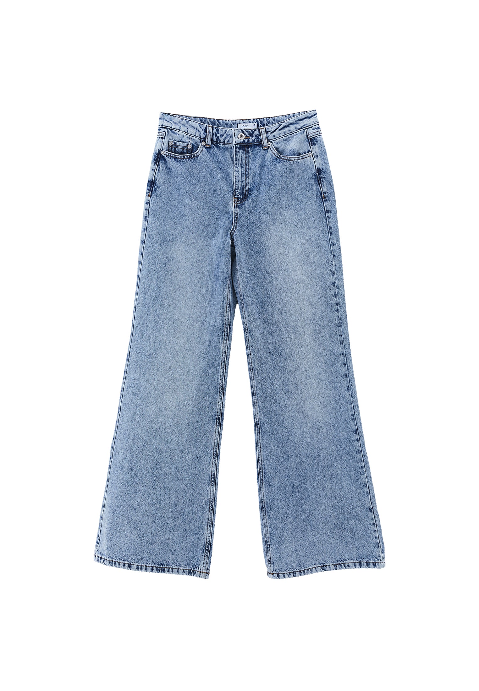 High Waist Wide Leg Denim Pants - RODEO BLUE DENIM