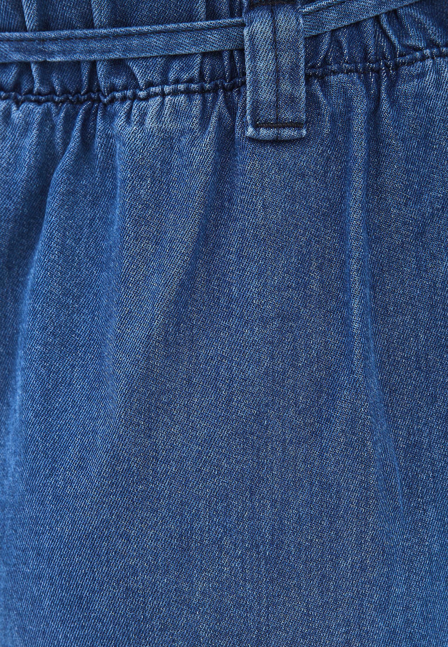 Elastic Waist Wide Leg Denim Pants - RODEO BLUE DENIM