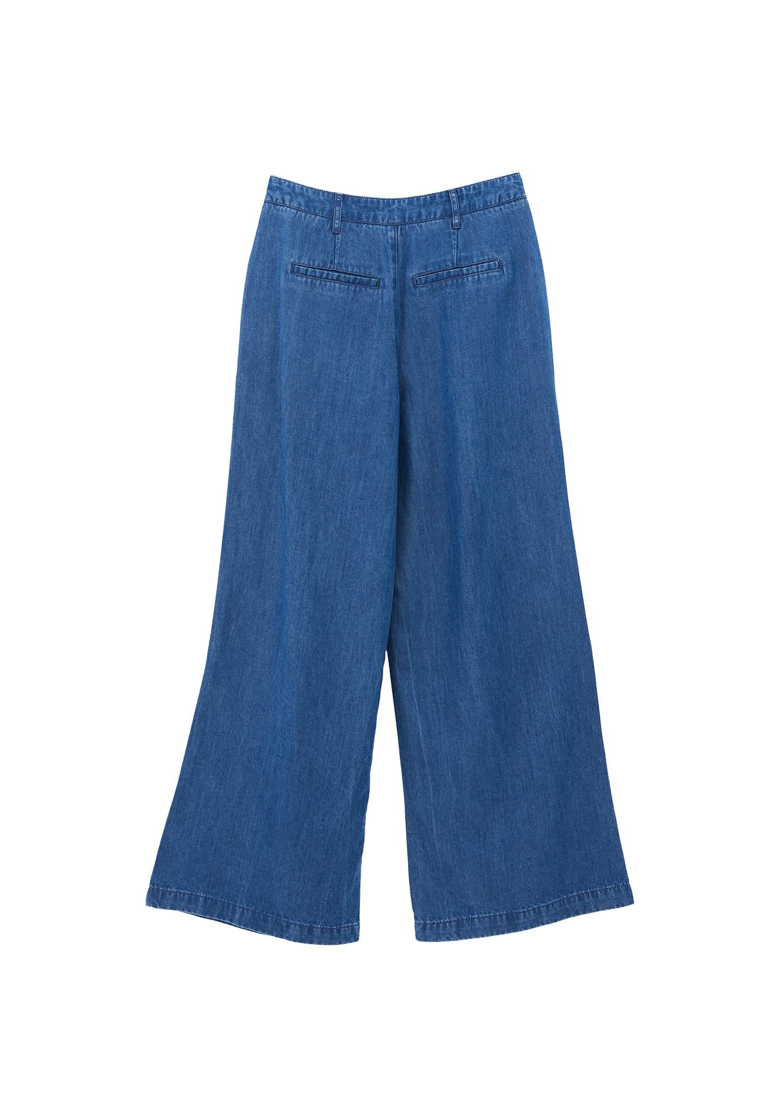 Pleated Lyocell Pants - RODEO BLUE DENIM