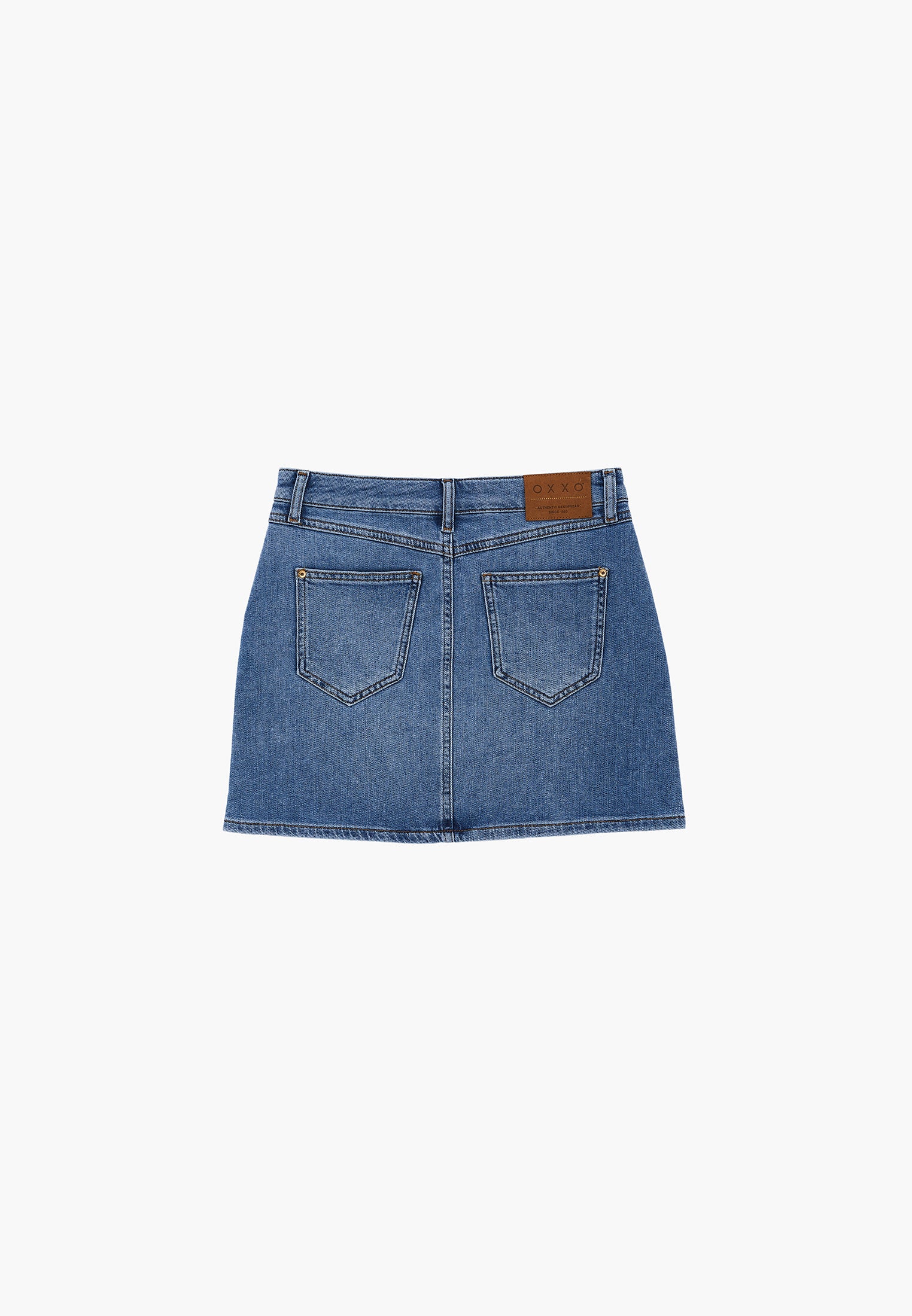 High Waist Embroidered Short Skirt - RODEO BLUE DENIM
