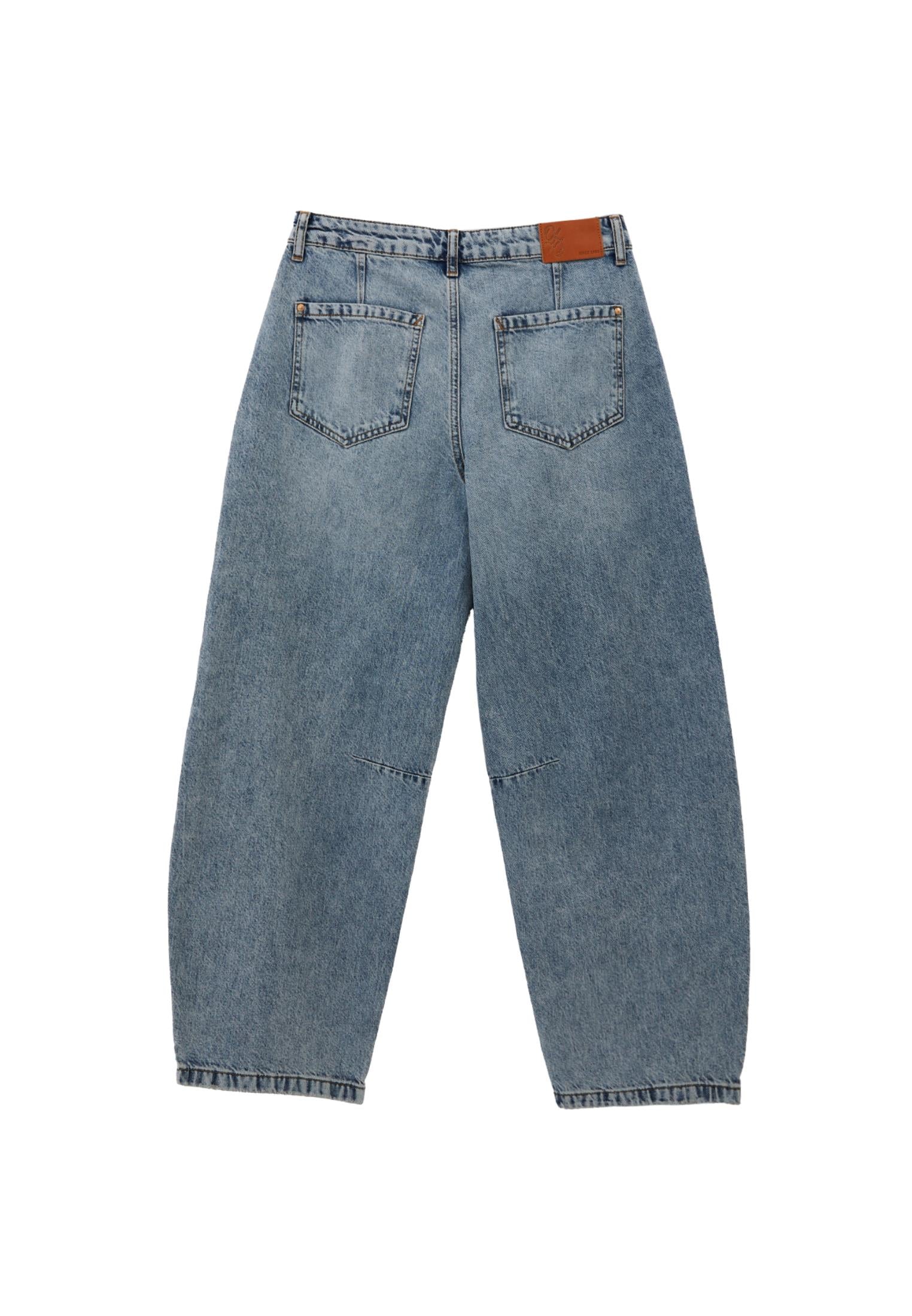 Barrel Leg Trousers With Cut Details - RODEO BLUE DENIM
