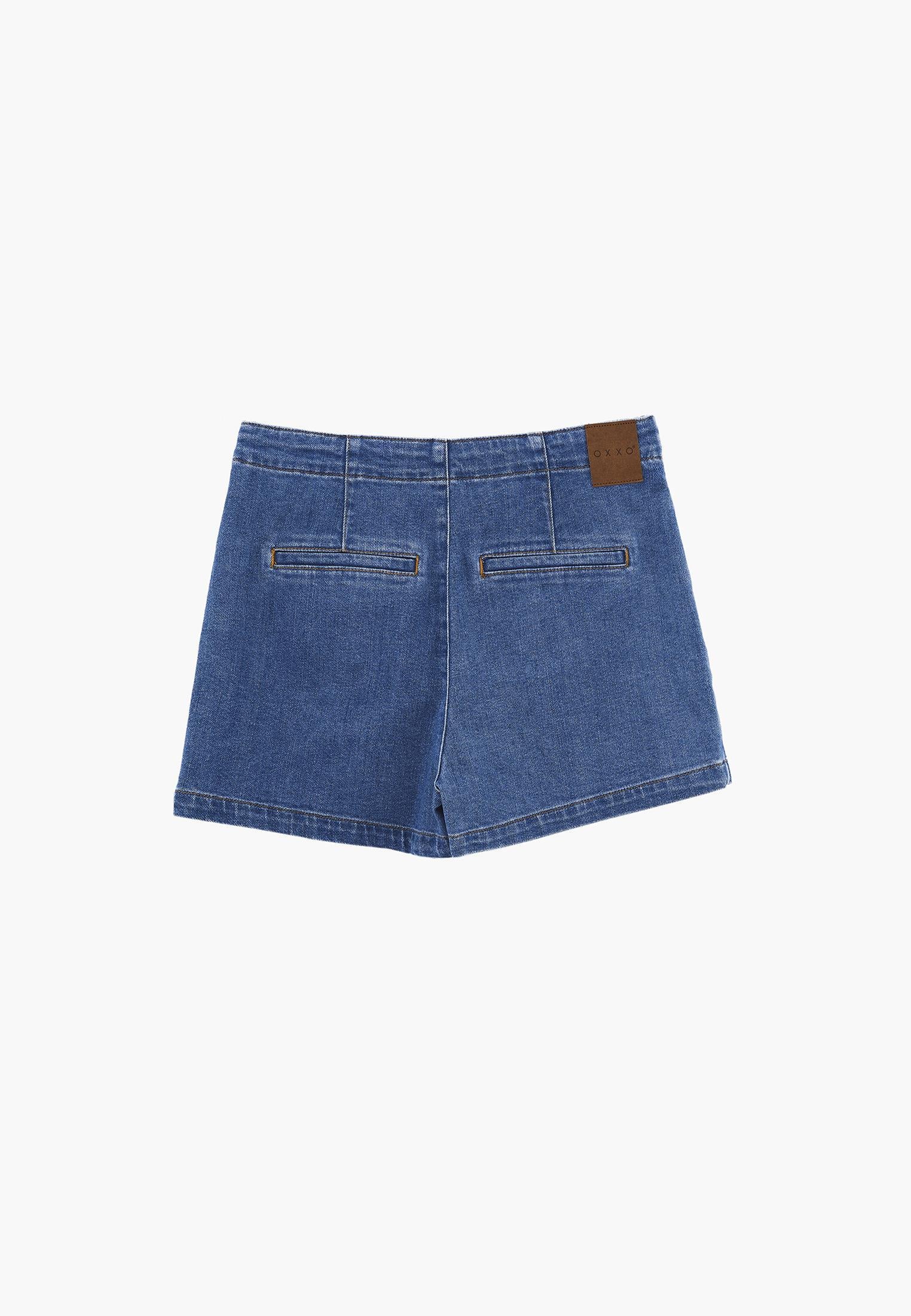 Ultra High Waist Tie-Around A-Line Denim Shorts - RODEO BLUE DENIM