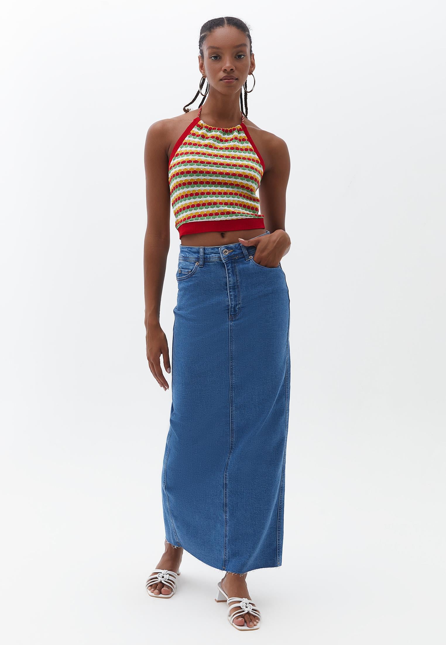 High Waist Denim Skirt - RODEO DENIM