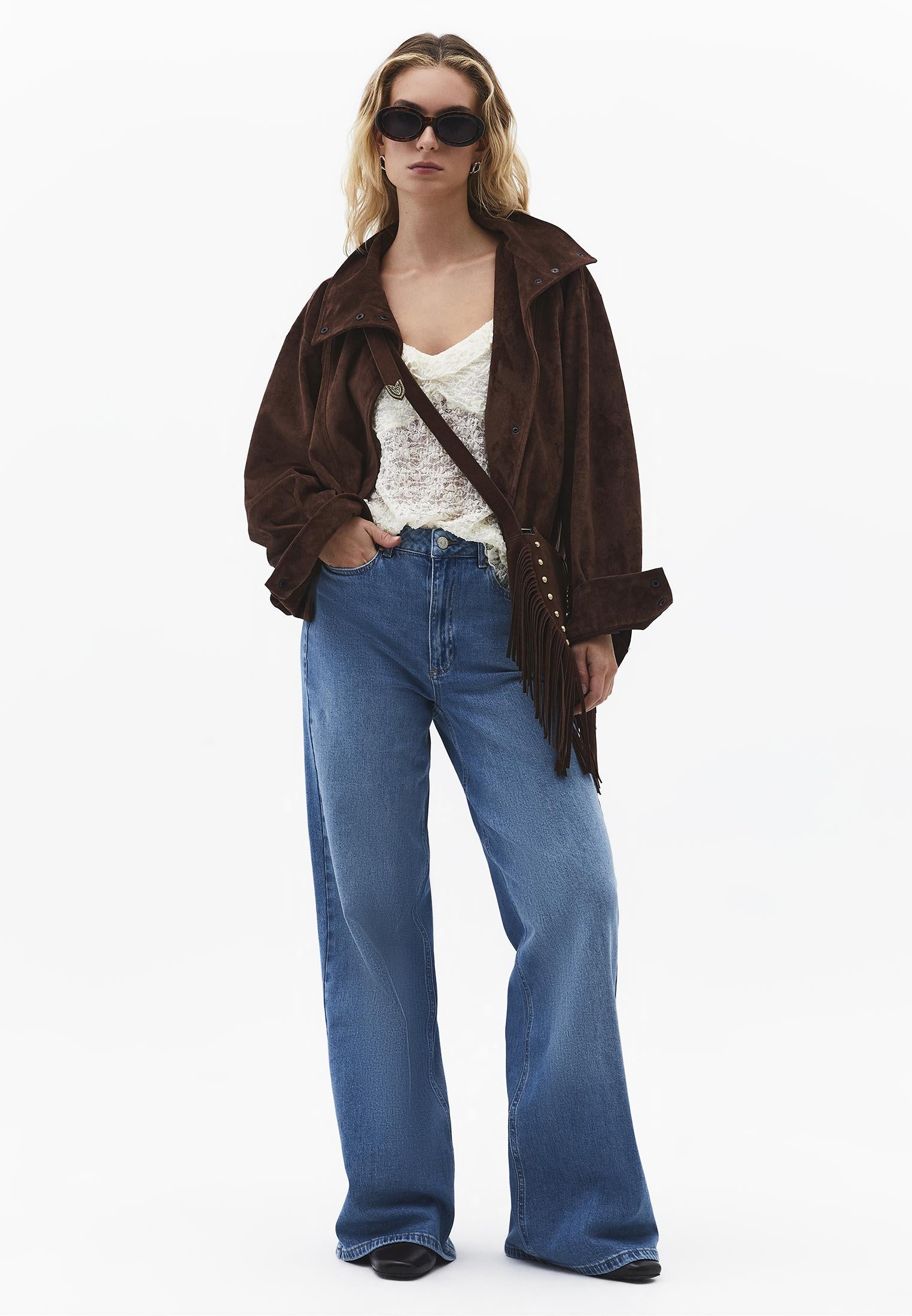 High Waist Wide Leg Pants - RODEO GREEN DENIM