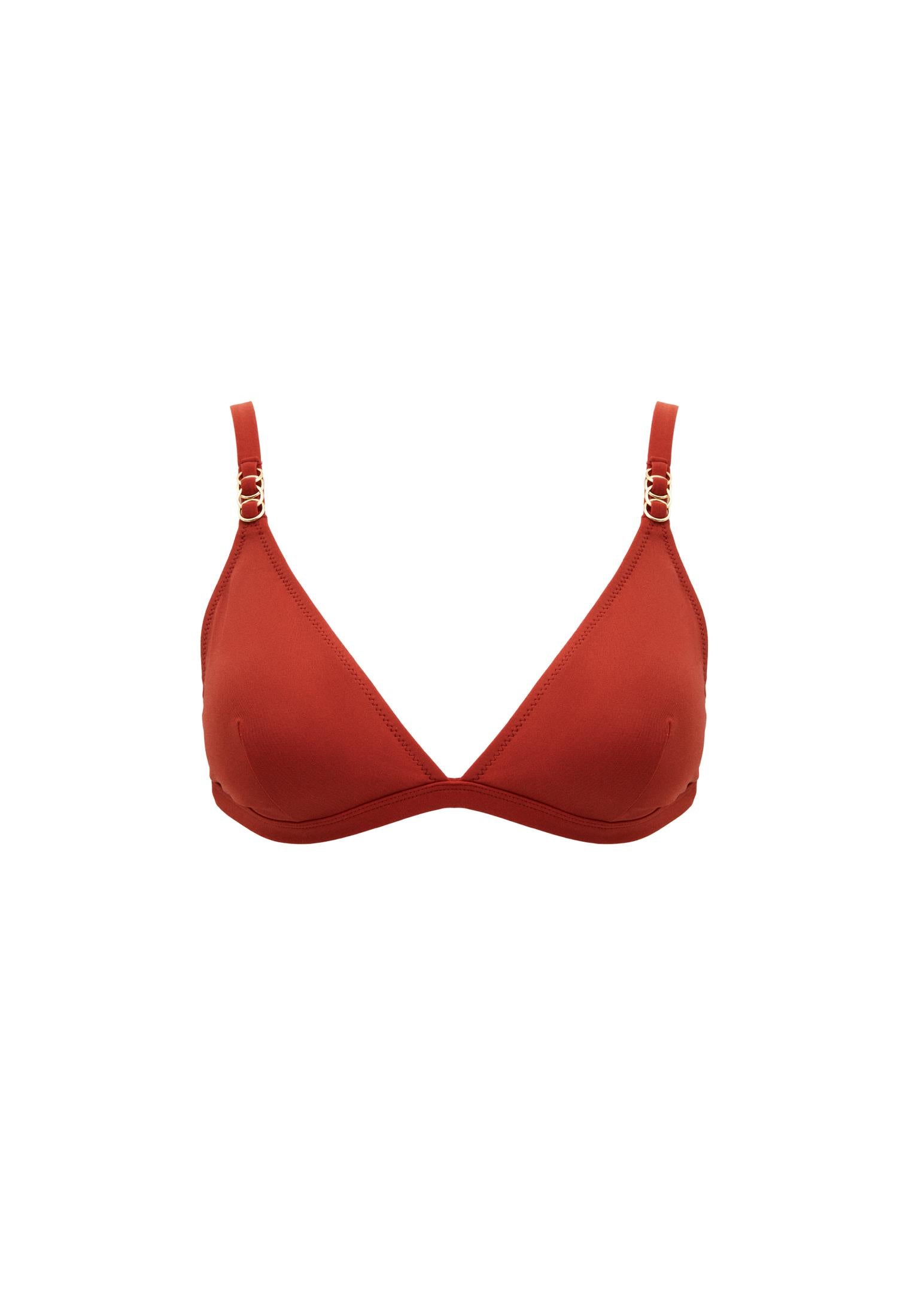 V Neck Strappy Bikini Top - ROOIBOS TEA
