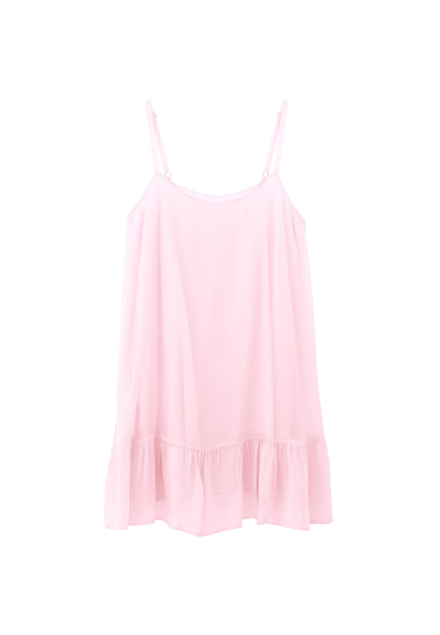 Boat Neck Ruffle Detailed Short Dress - ROSEATE SPOONBILL