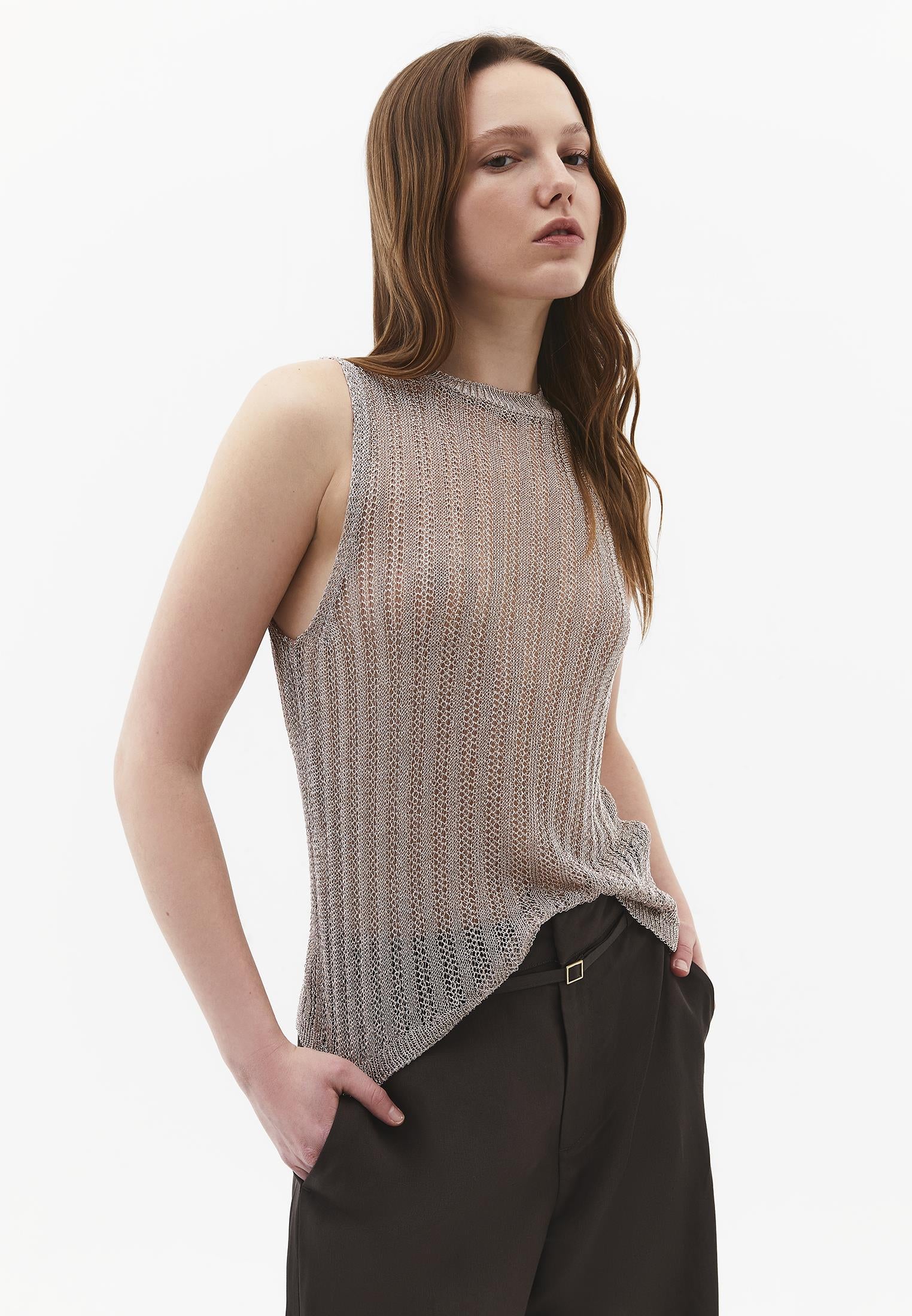 Standard Crew Neck Relaxed Tank Top - ROSE GOLD