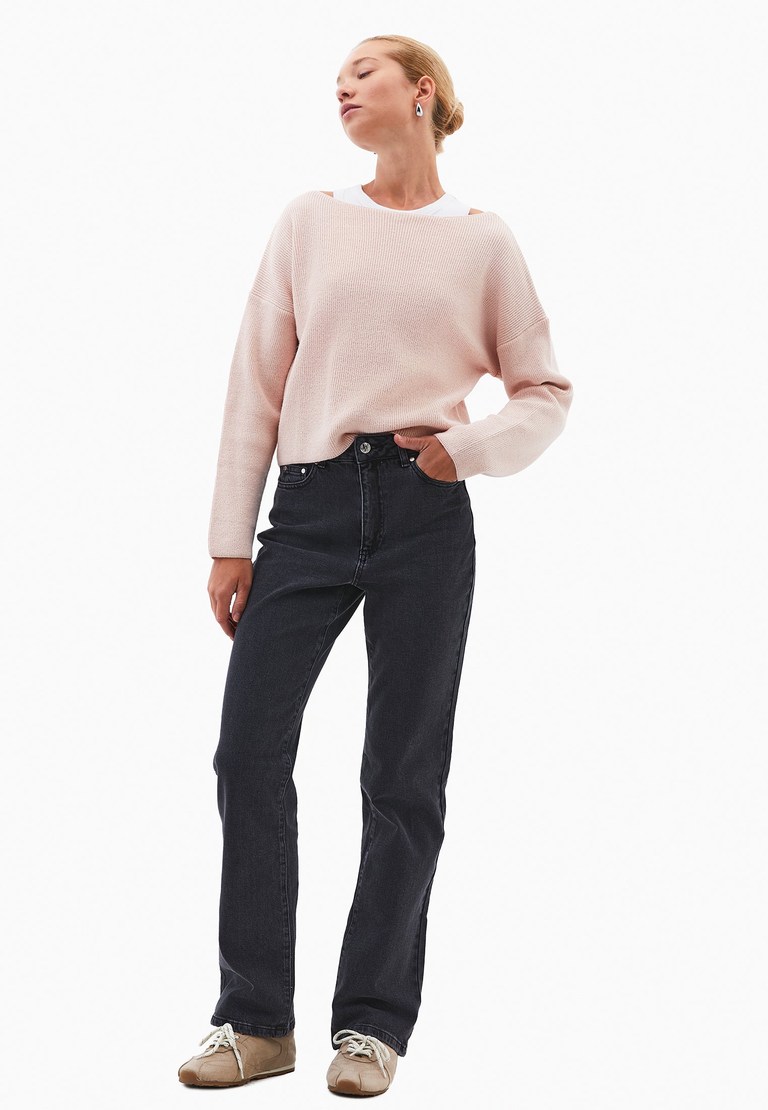 Boat Neck Polyamide Sweater - ROSE SMOKE