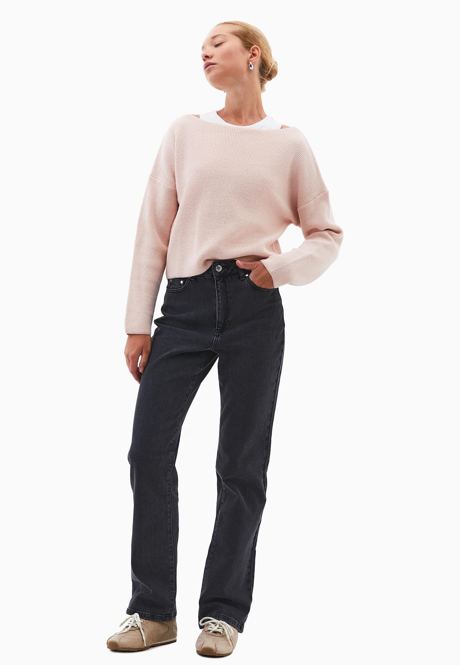 Boat Neck Polyamide Sweater - ROSE SMOKE