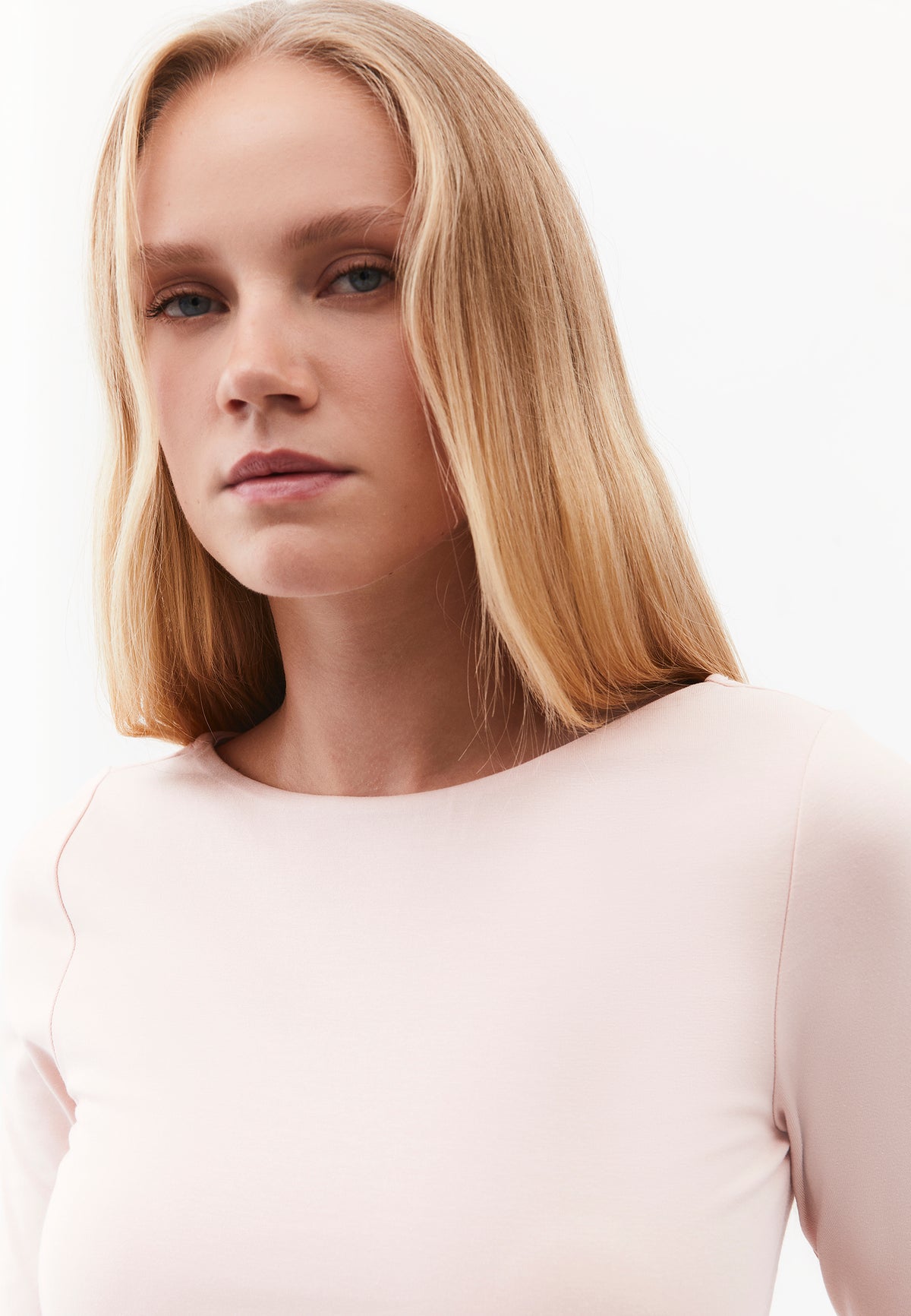 Long Sleeve T-Shirt with Collar Detail - ROSE SMOKE