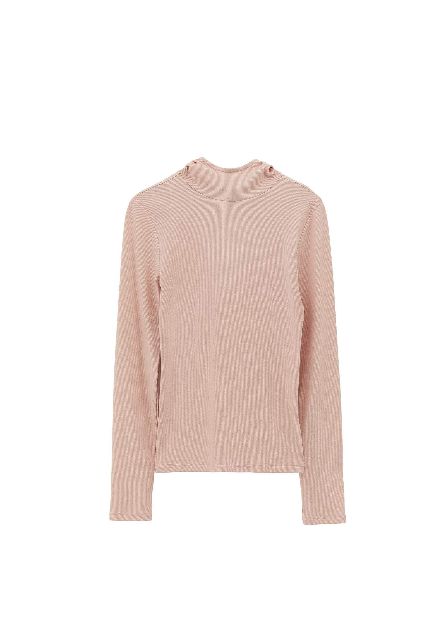 Hooded Turtleneck Blouse - ROSE SMOKE