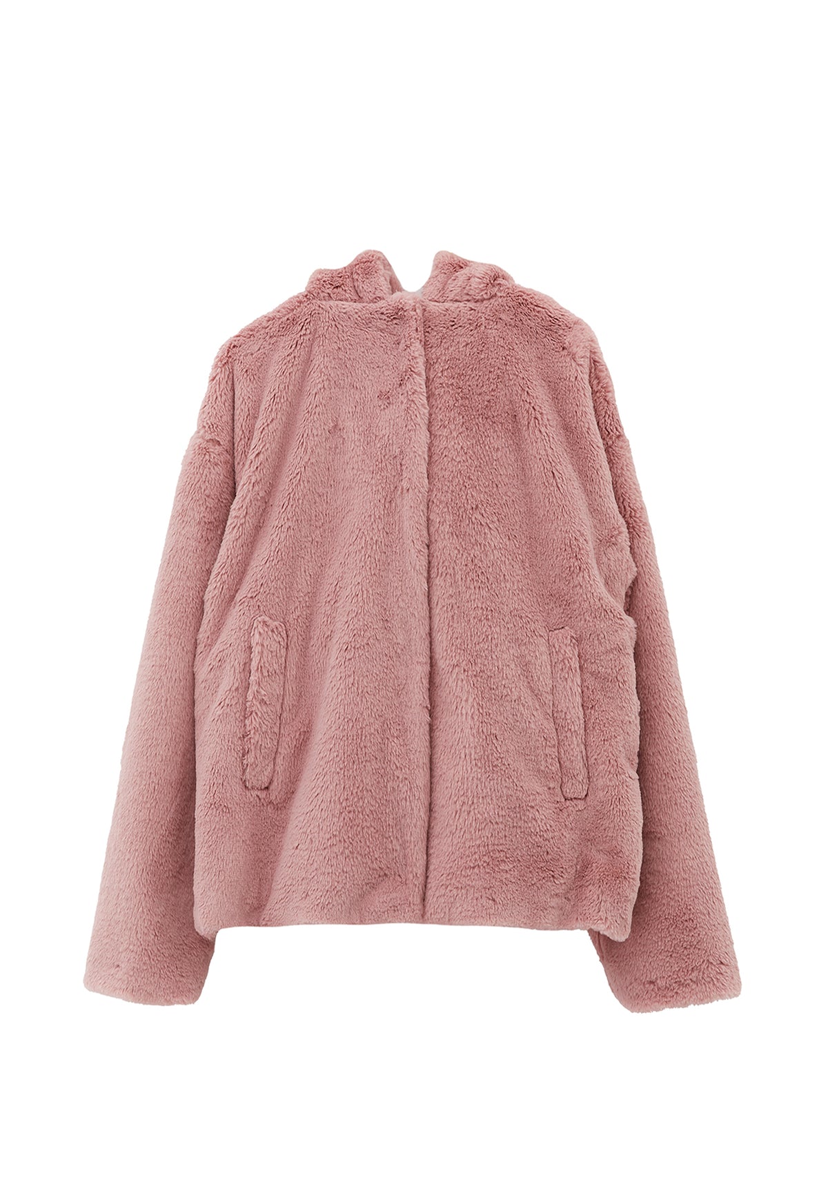 Hooded Fur Jacket - ROSE SMOKE