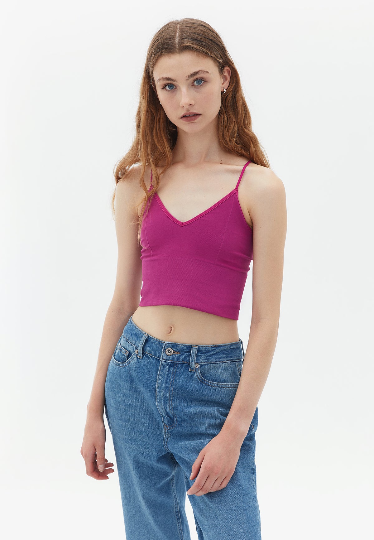 Seamless Camisole With V Neck And Straps - ROSE SORBET