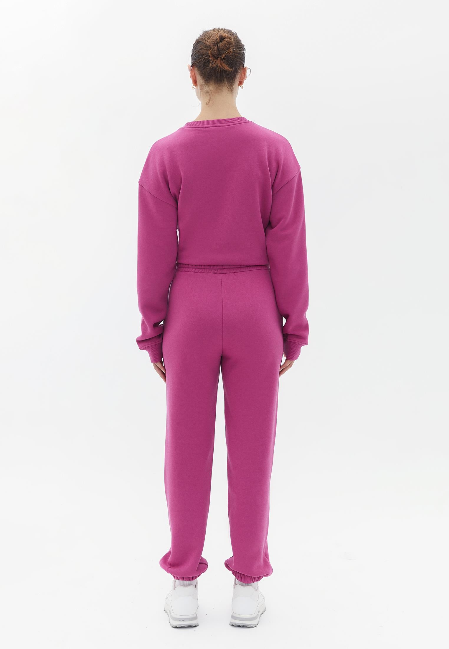High Waisted Jogger Pants With Pocket Detail - ROSE SORBET