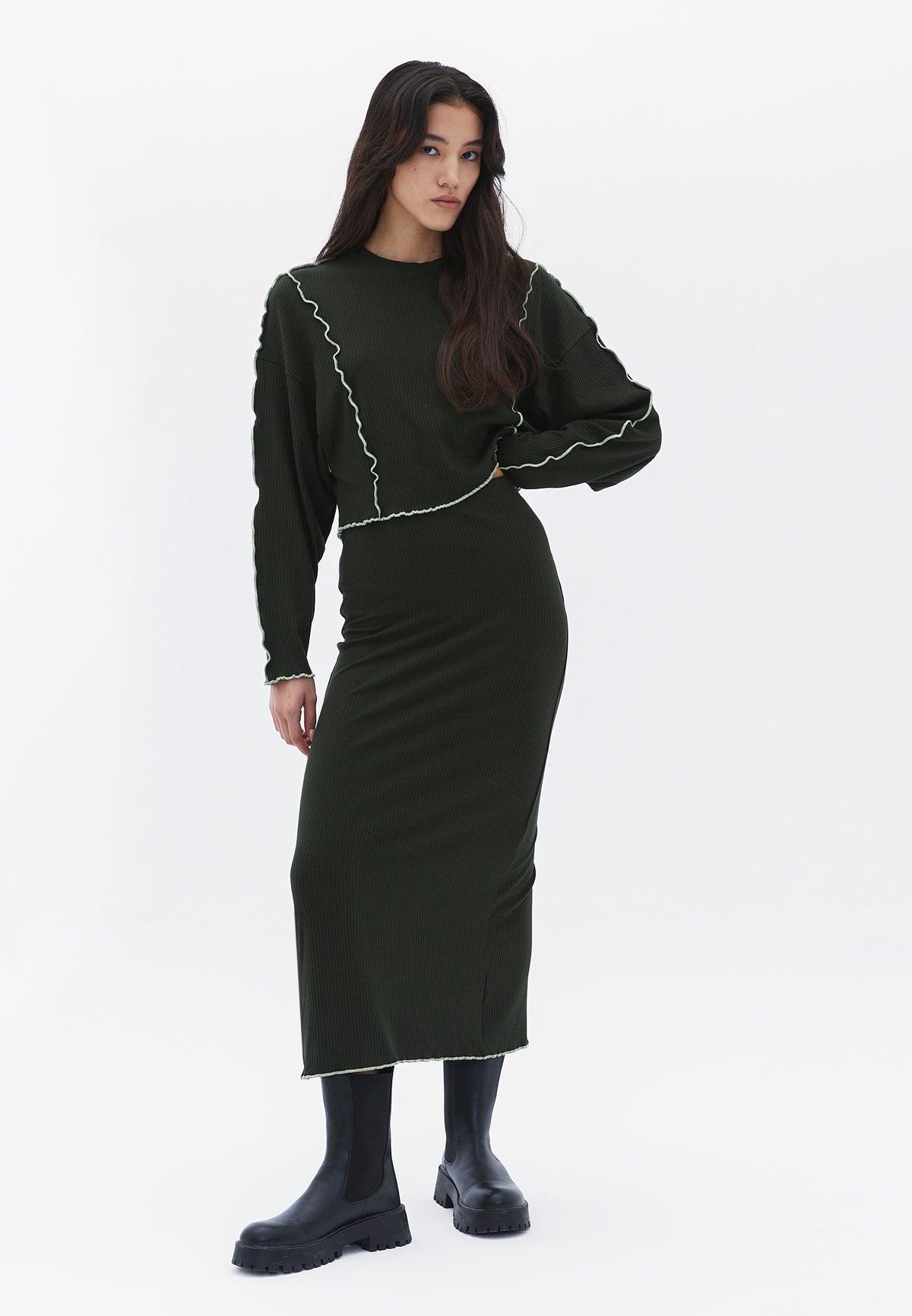 Crew Neck Cropped Blouse - ROSIN