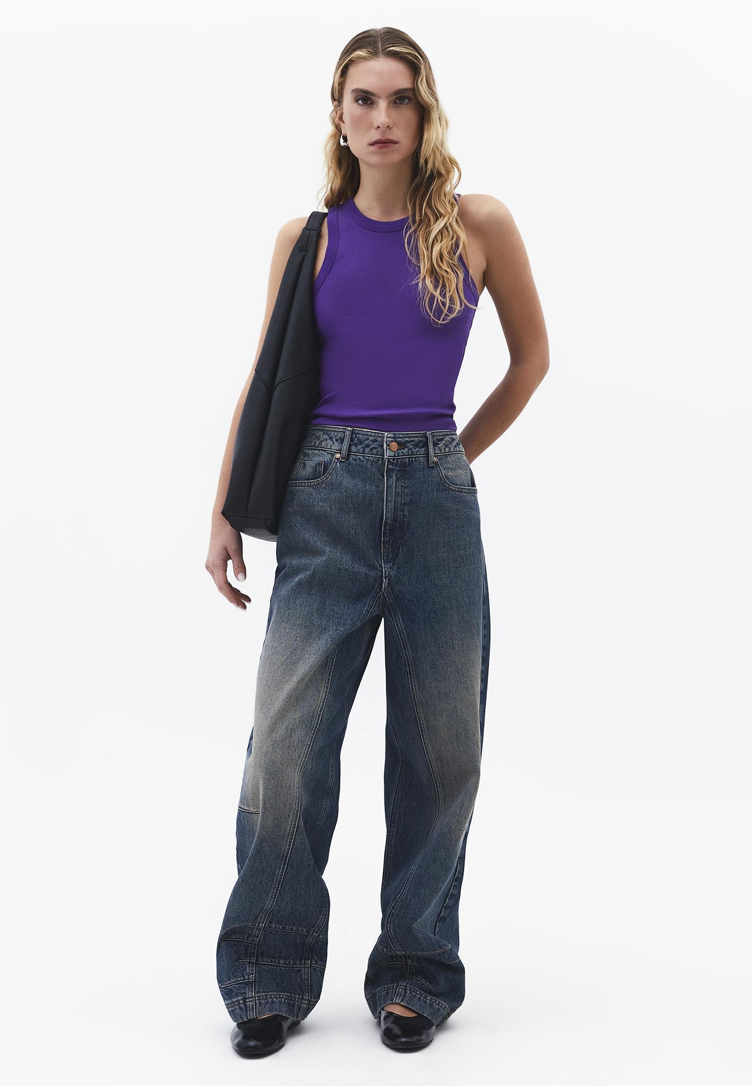 Crew Neck Bodycon Tank Top - ROYAL PURPLE