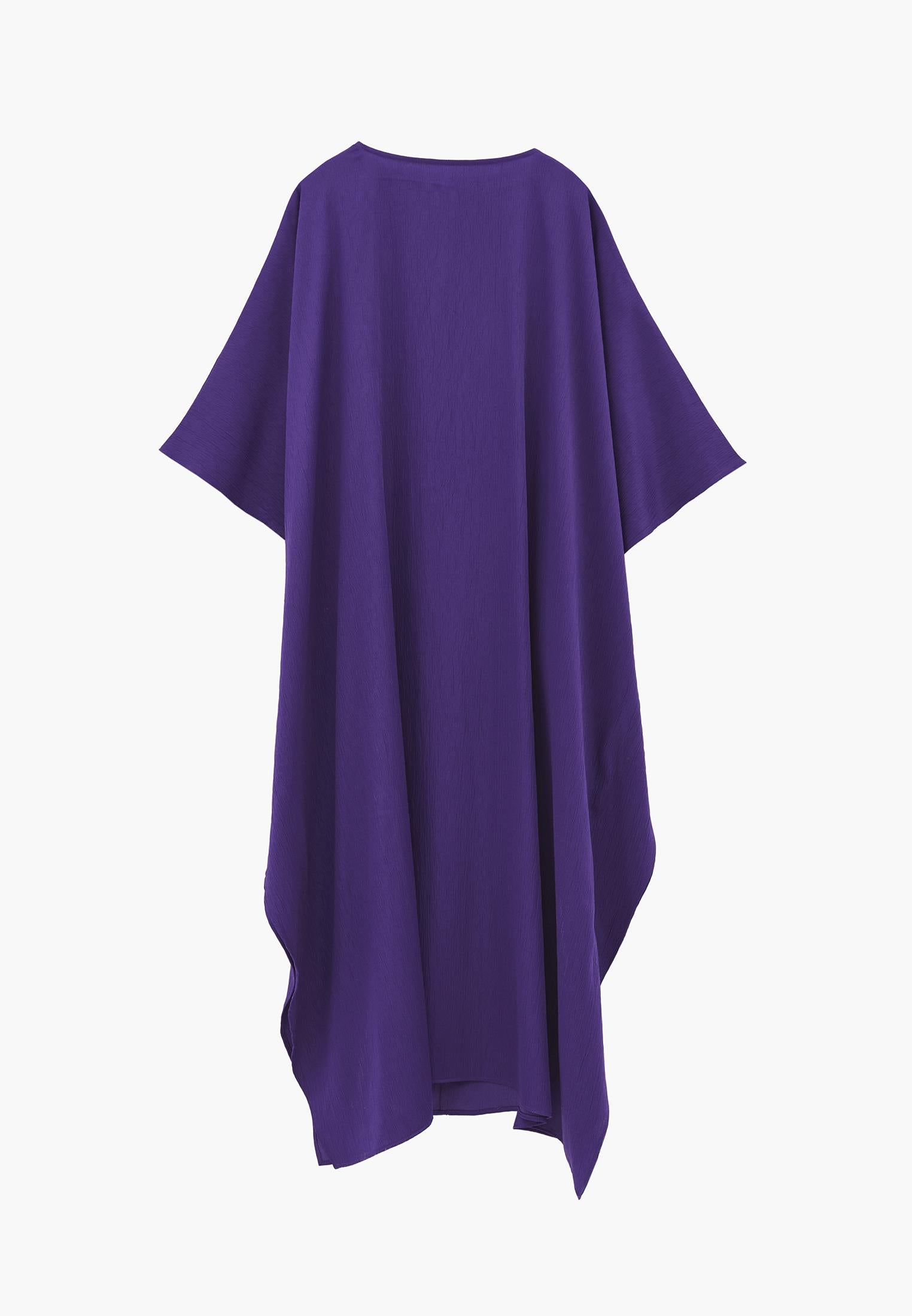 Long Boat Neck Loose Dress - ROYAL PURPLE