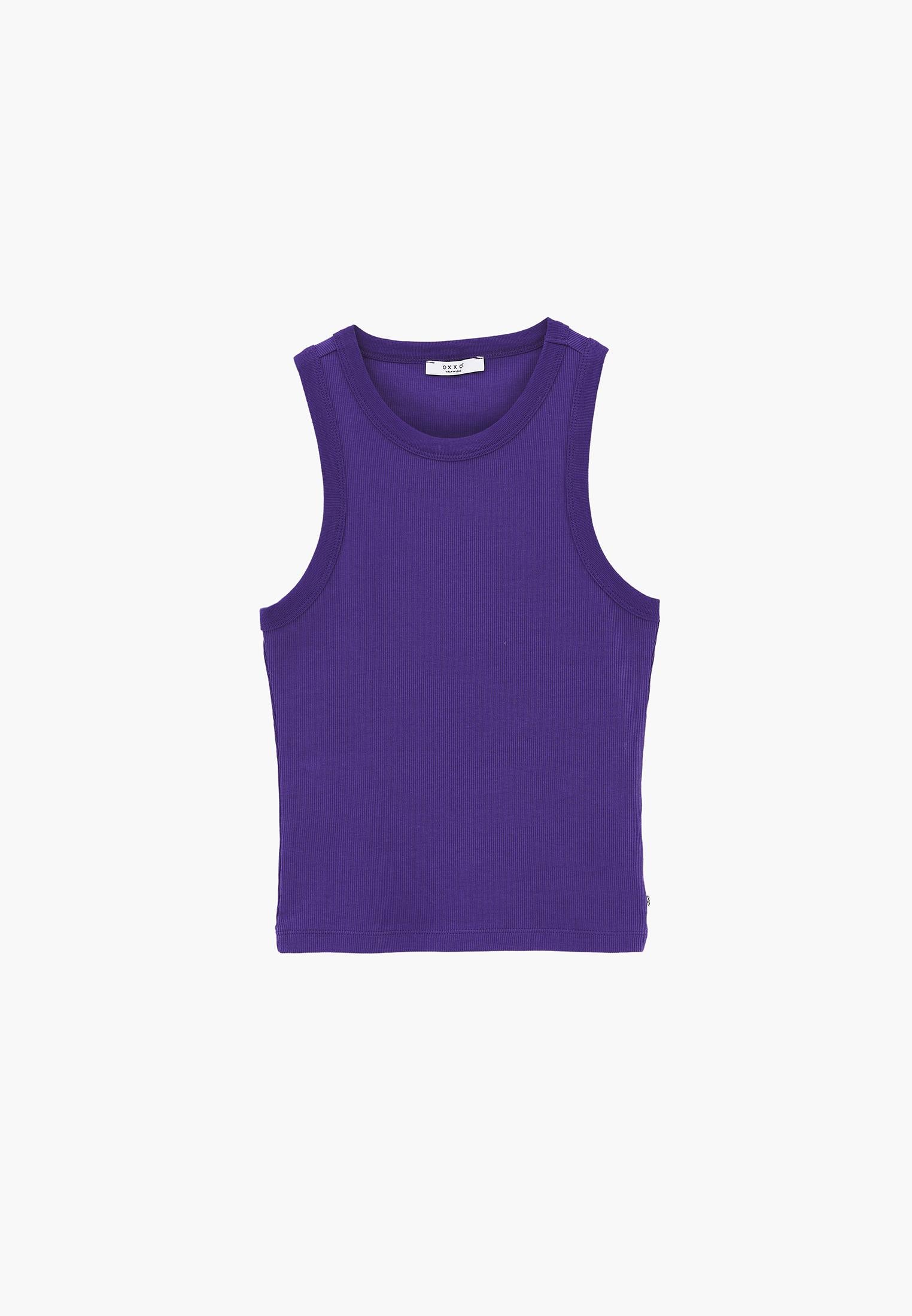 Crew Neck Bodycon Tank Top - ROYAL PURPLE