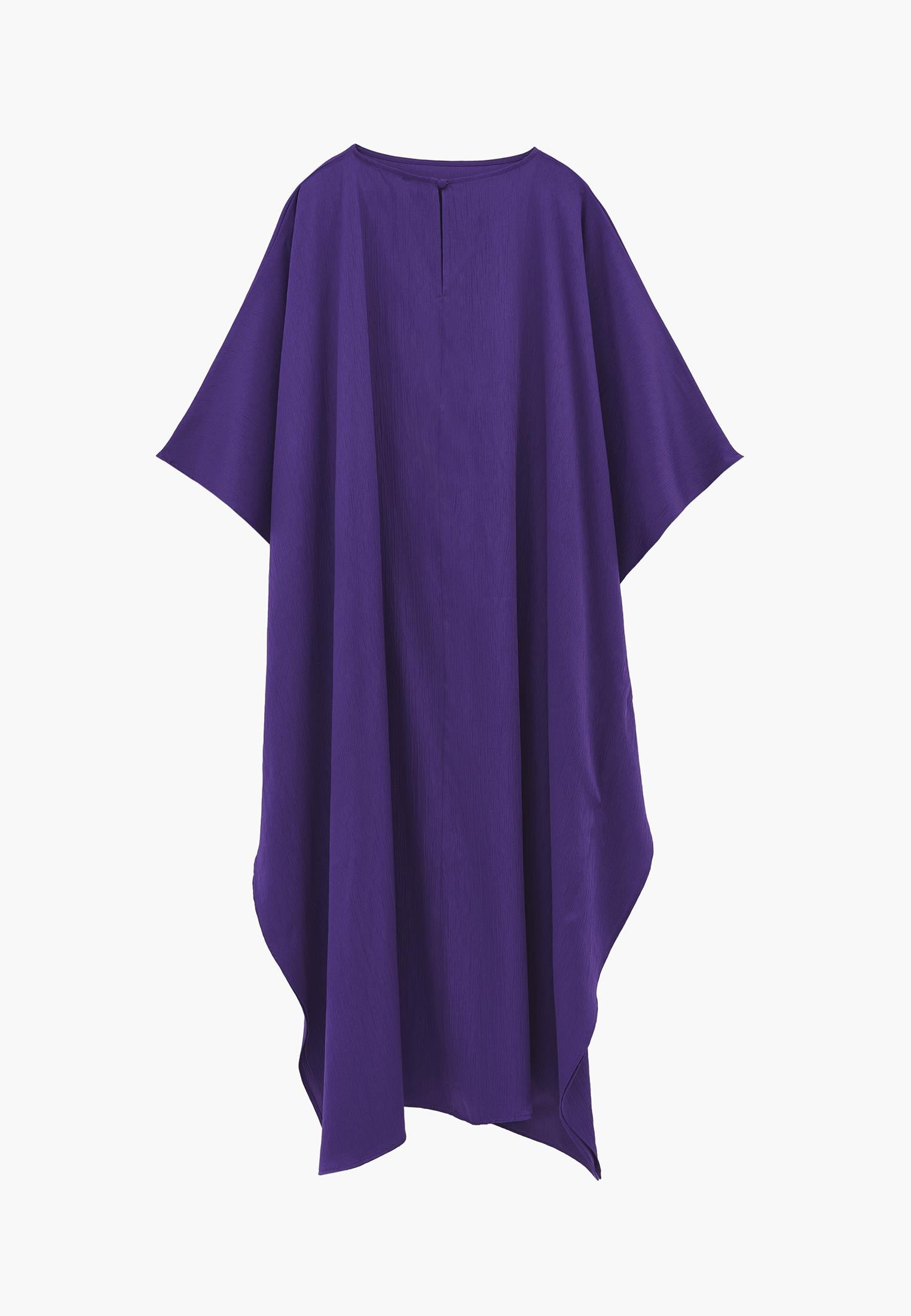Long Boat Neck Loose Dress - ROYAL PURPLE