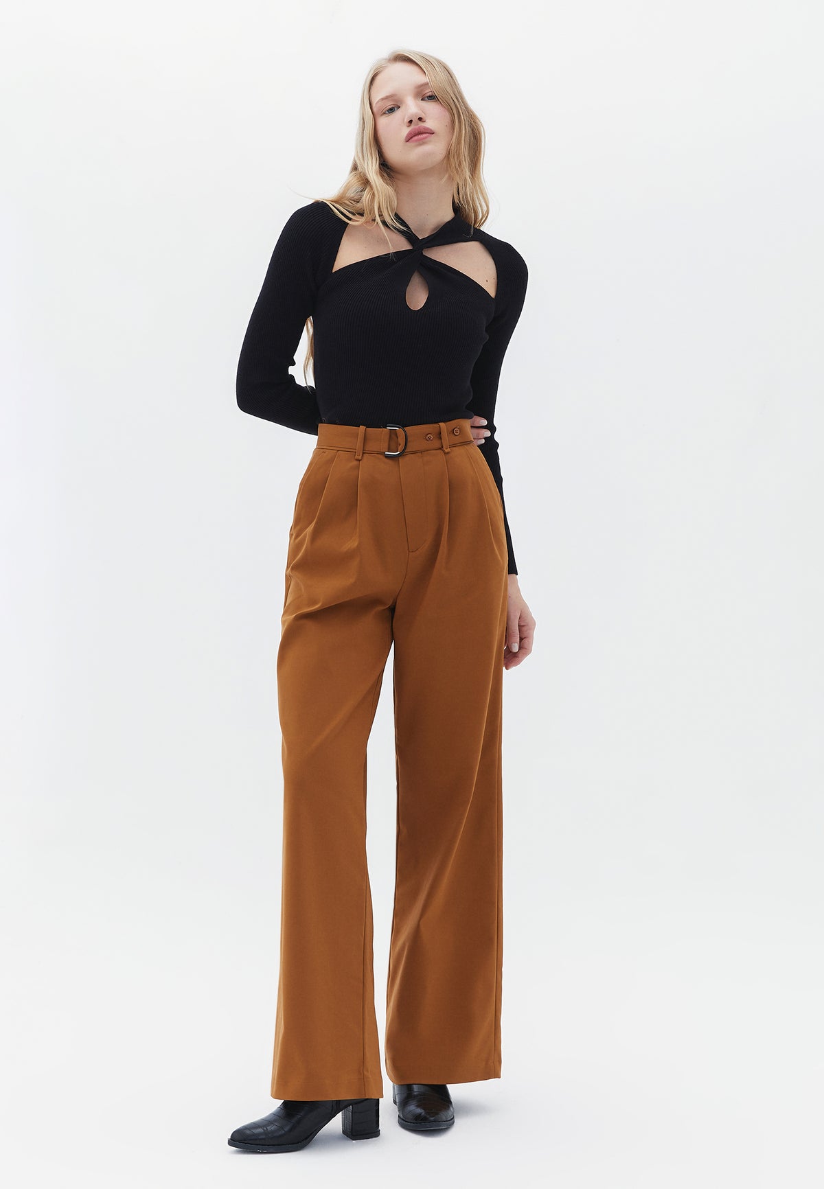 High Waist Pants - RUBBER