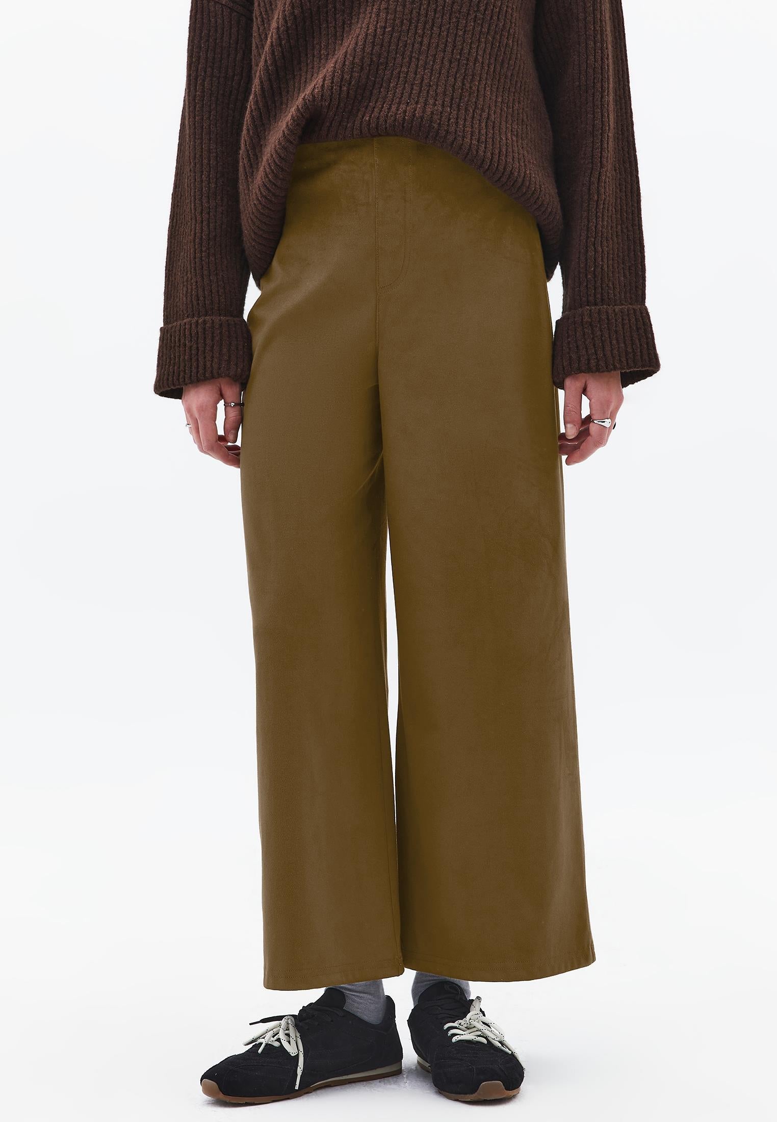Wide Leg Ultra High Waist Trousers - RUBBER