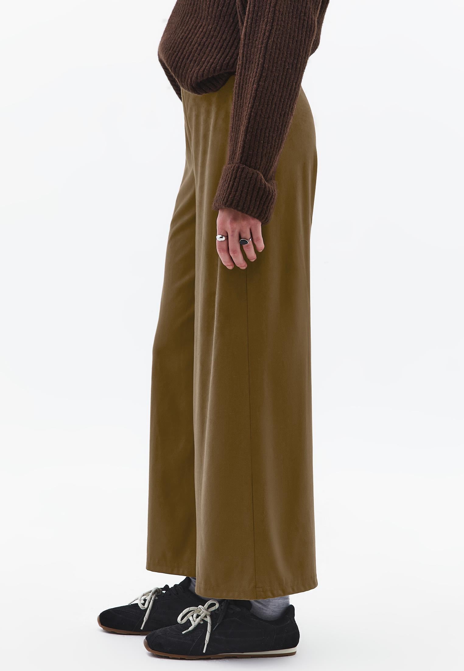 Wide Leg Ultra High Waist Trousers - RUBBER