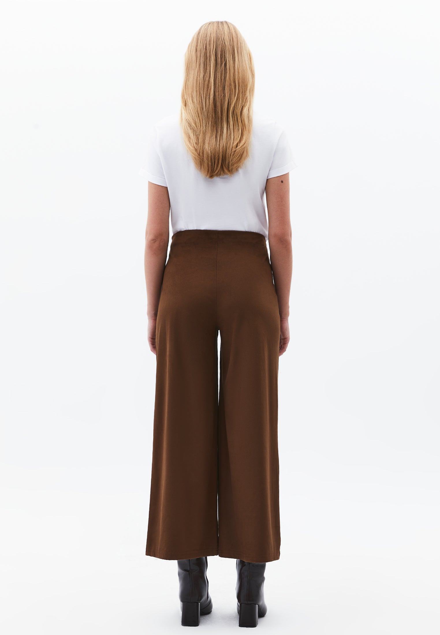 High Waist Wide Leg Trousers - RUBBER