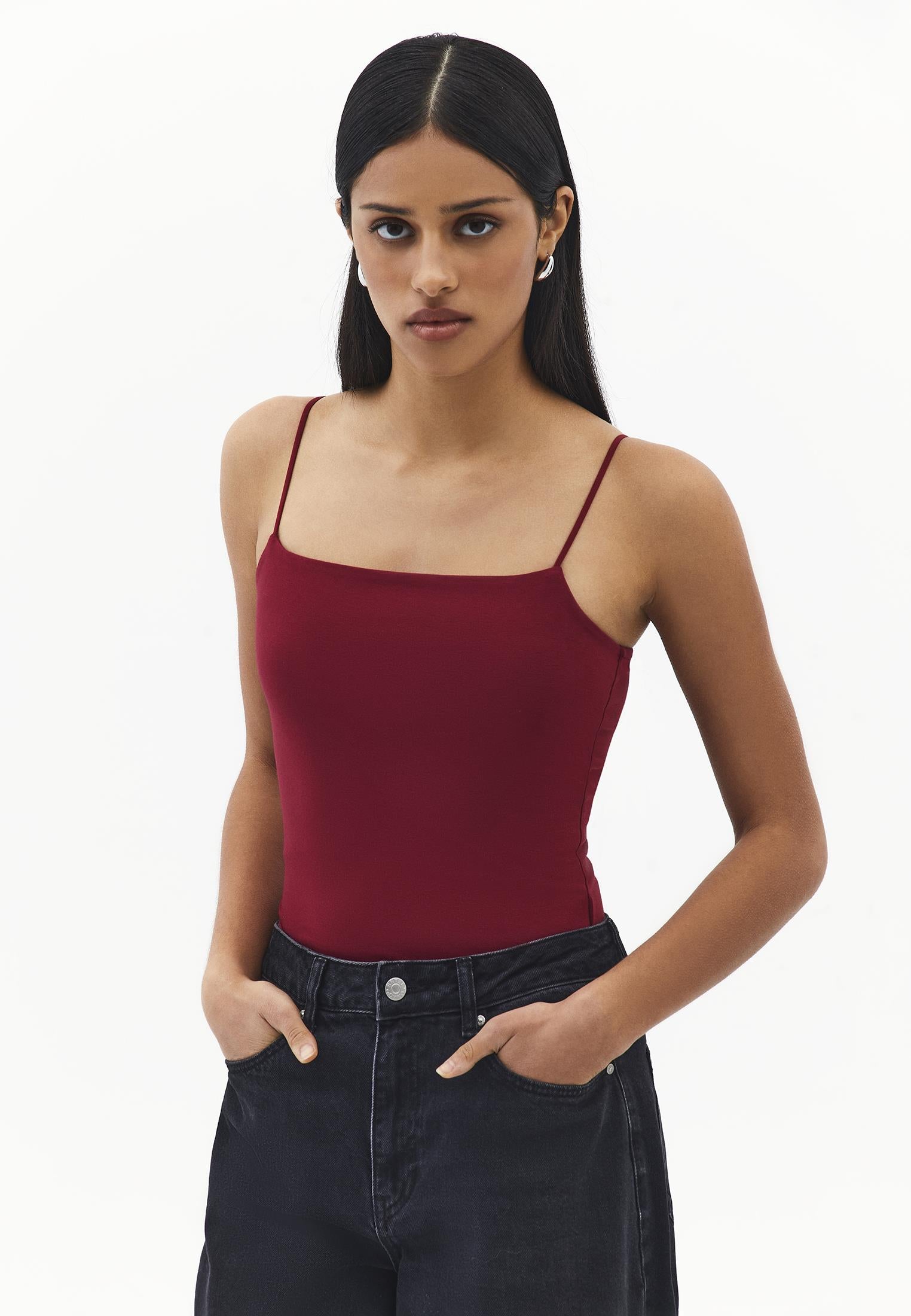 Wide Neck Tank Top - RUMBA RED
