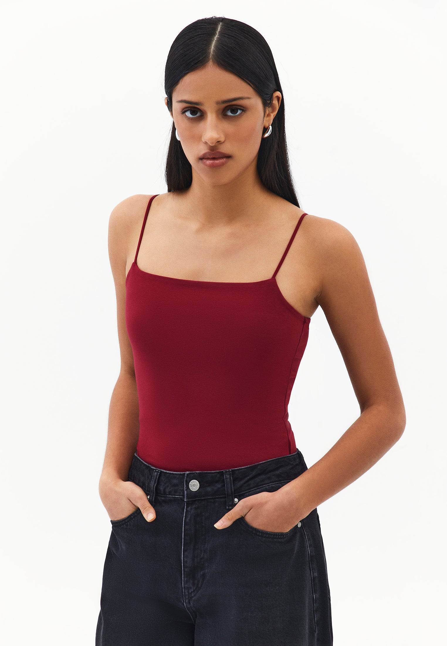 Wide Neck Tank Top - RUMBA RED