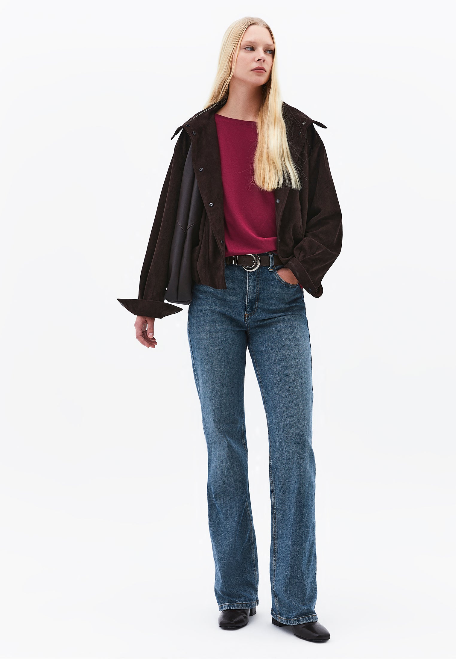 Boat Neck Knit Sweater - RUMBA RED
