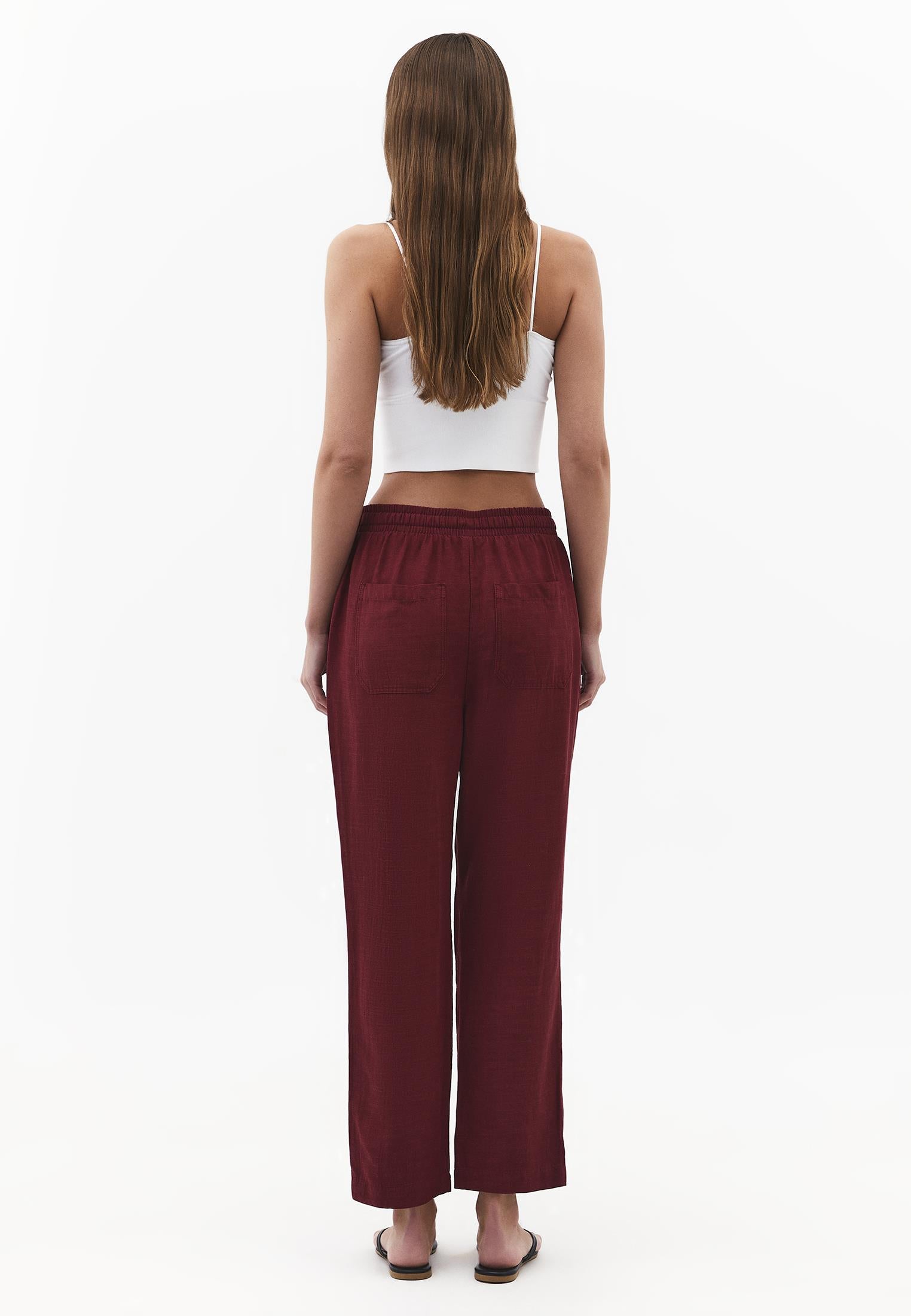 Elastic Carrot Fit Trousers - RUMBA RED