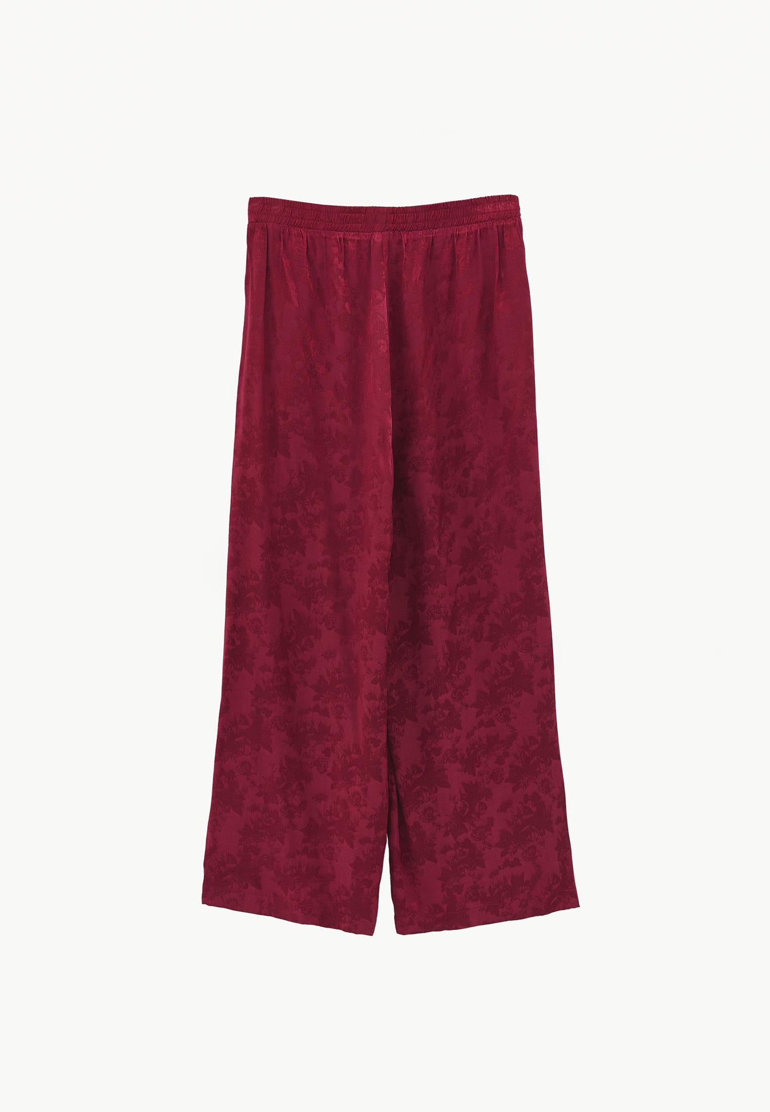 Ultra High Waist Wide Leg Elastic Waist Pants - RUMBA RED