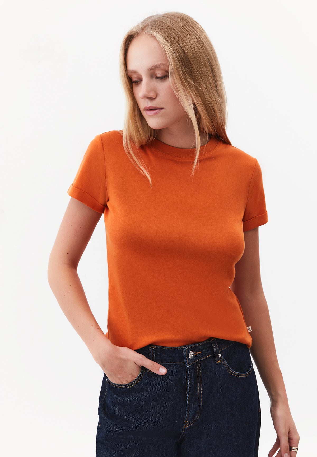 Women's Crew Neck Short Sleeve T-Shirt - RUST