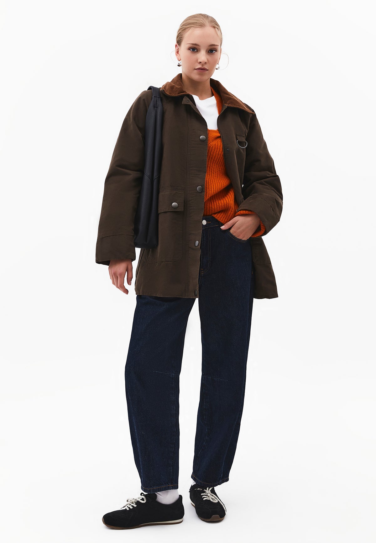 Loose V-Neck Sweater - RUST