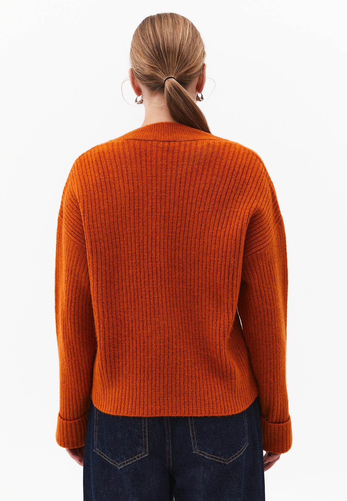 Loose V-Neck Sweater - RUST