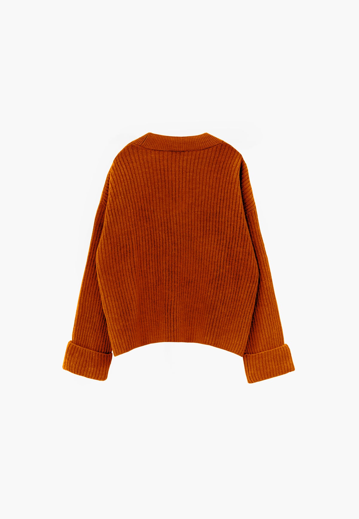 Loose V-Neck Sweater - RUST
