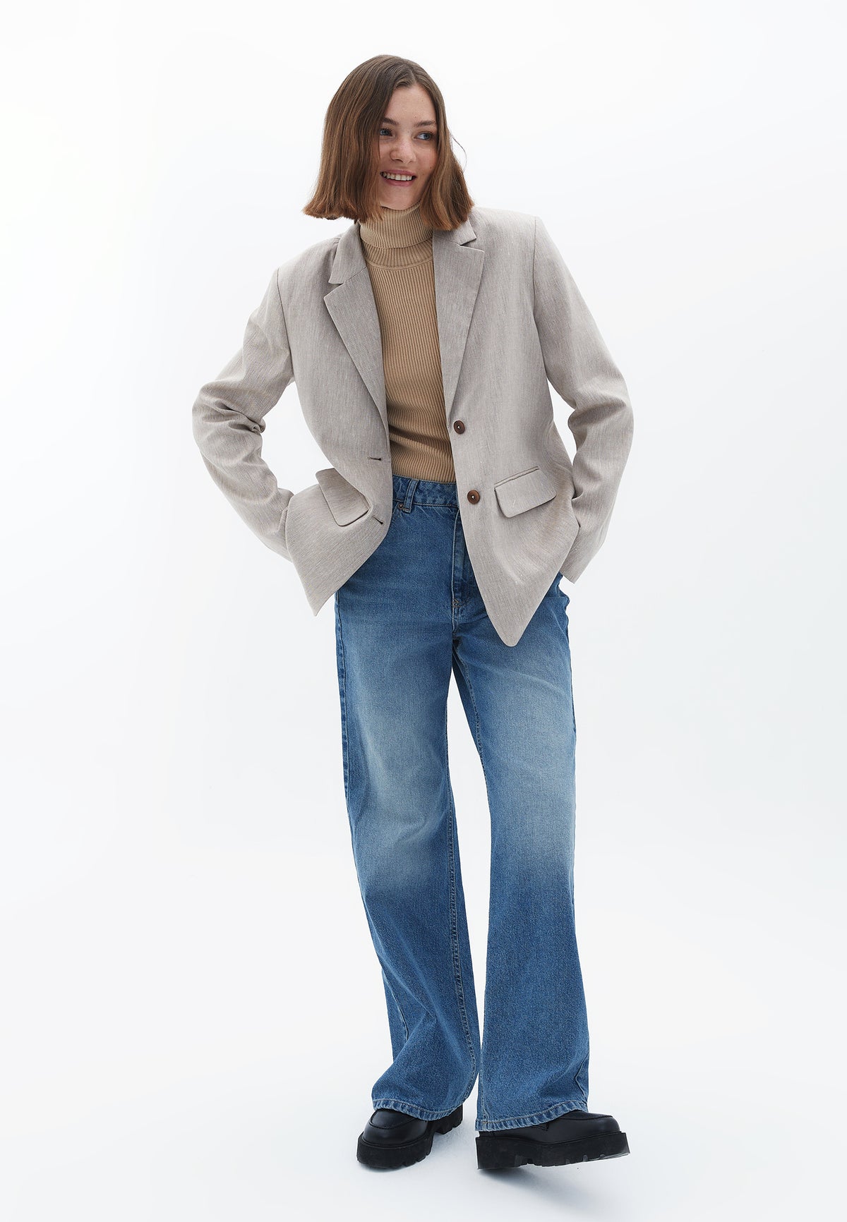 Turtleneck Raglan Sleeve Knitwear - SAFARI