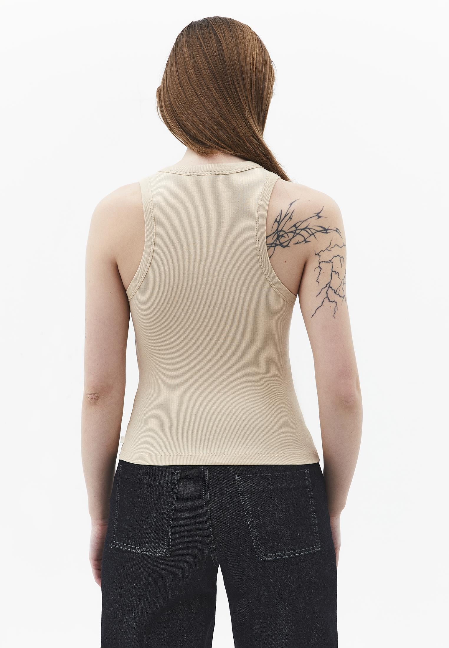 Crew Neck Bodycon Tank Top - SAFARI
