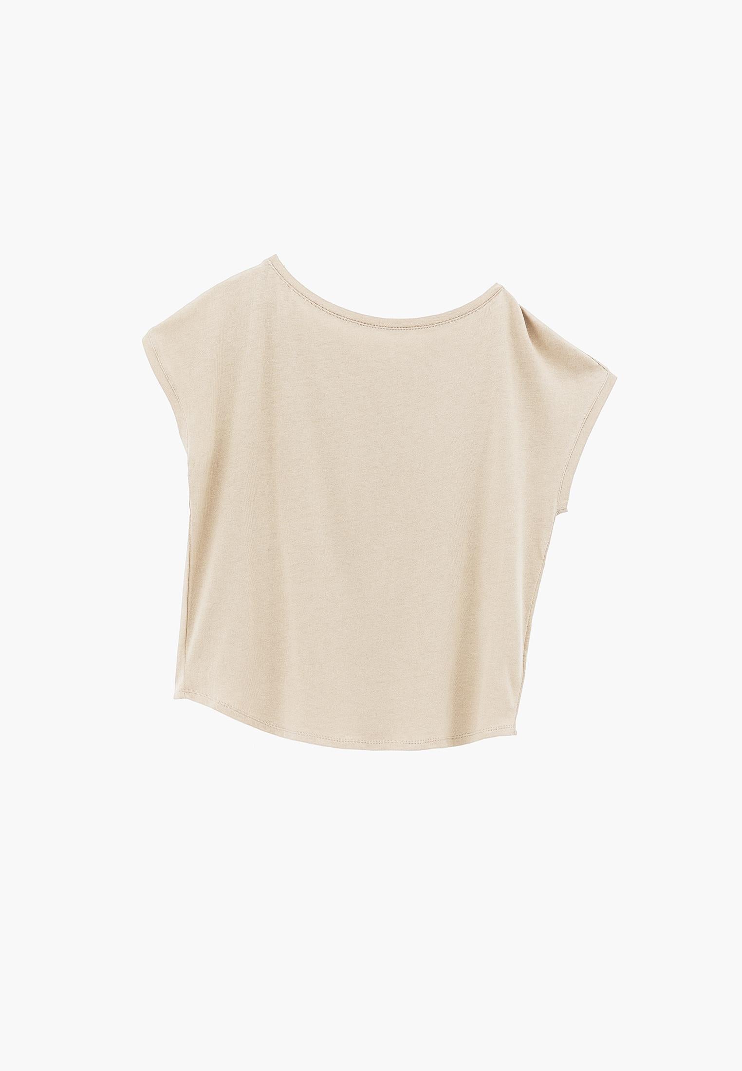 Boat Neck Sleeveless T-Shirt - SAFARI