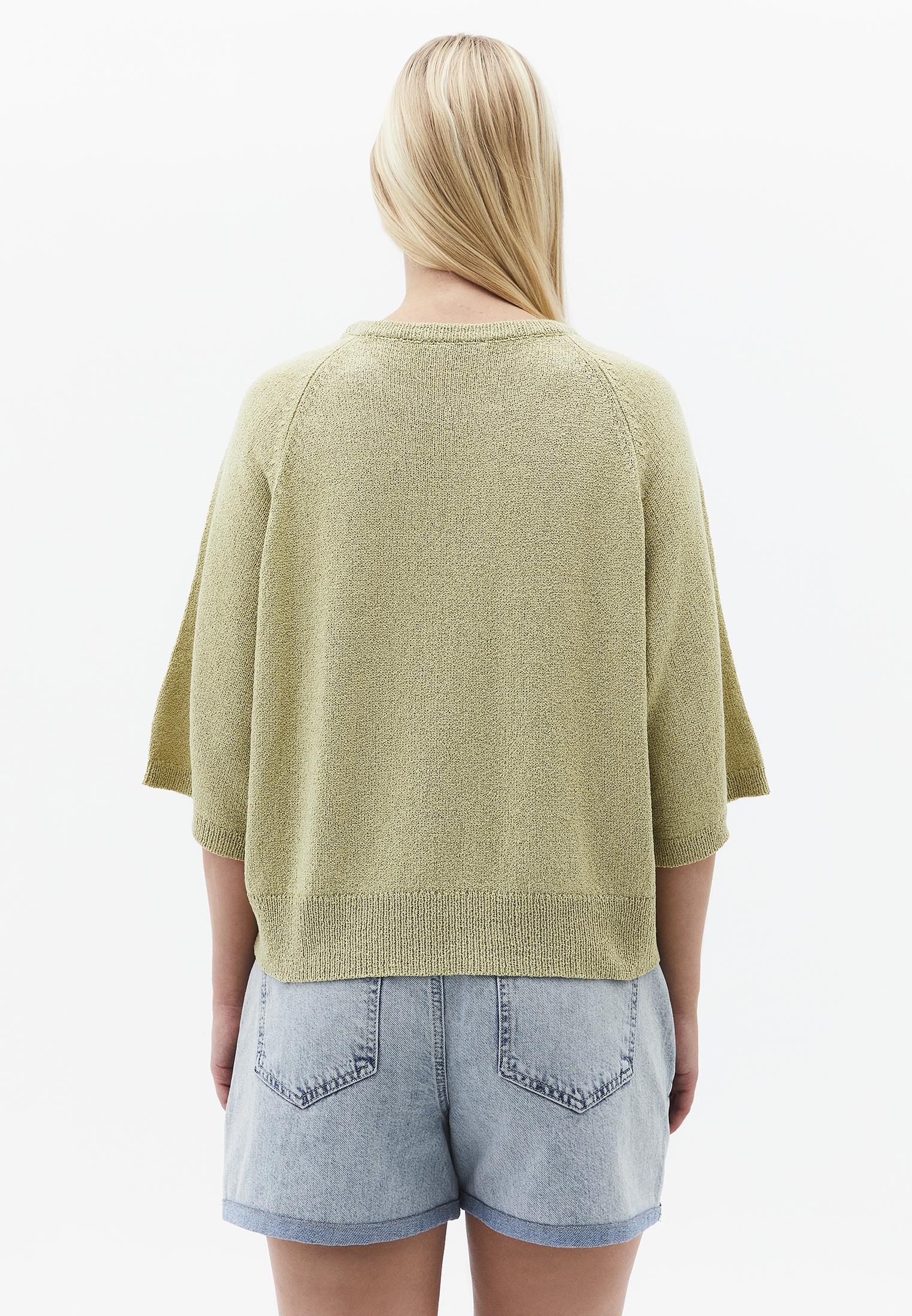 Raglan Sleeve Loose Fit Crew Neck Sweater - SAGE GREEN