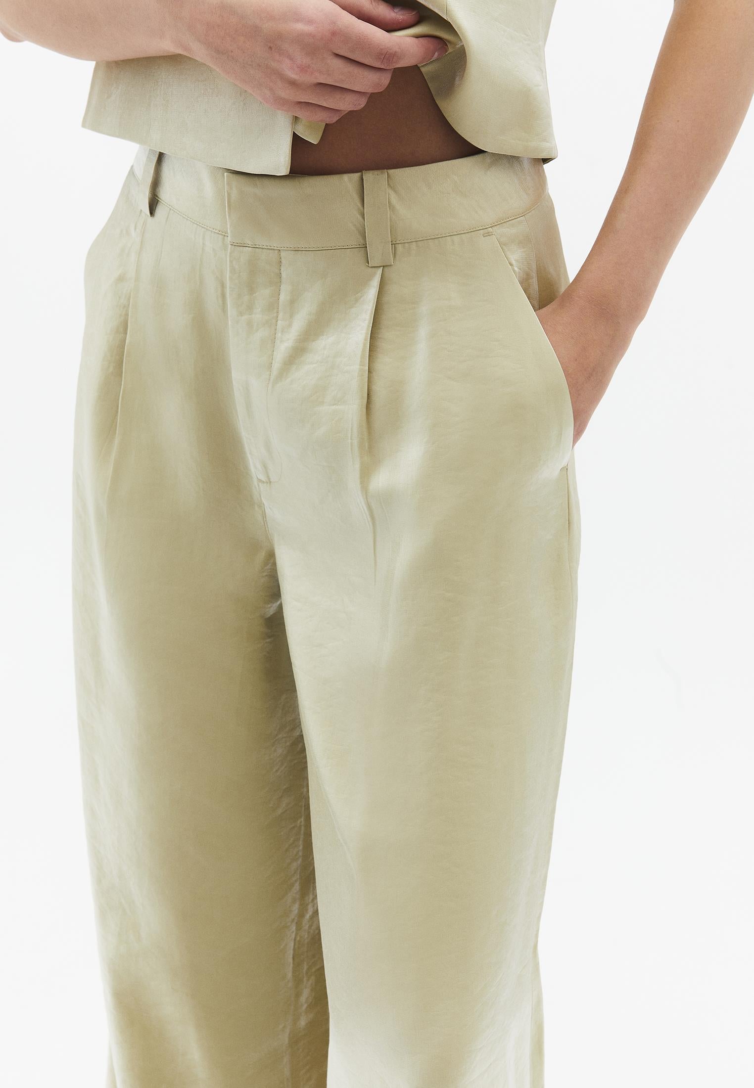 Wide Leg High Waist Pants - SAGE GREEN